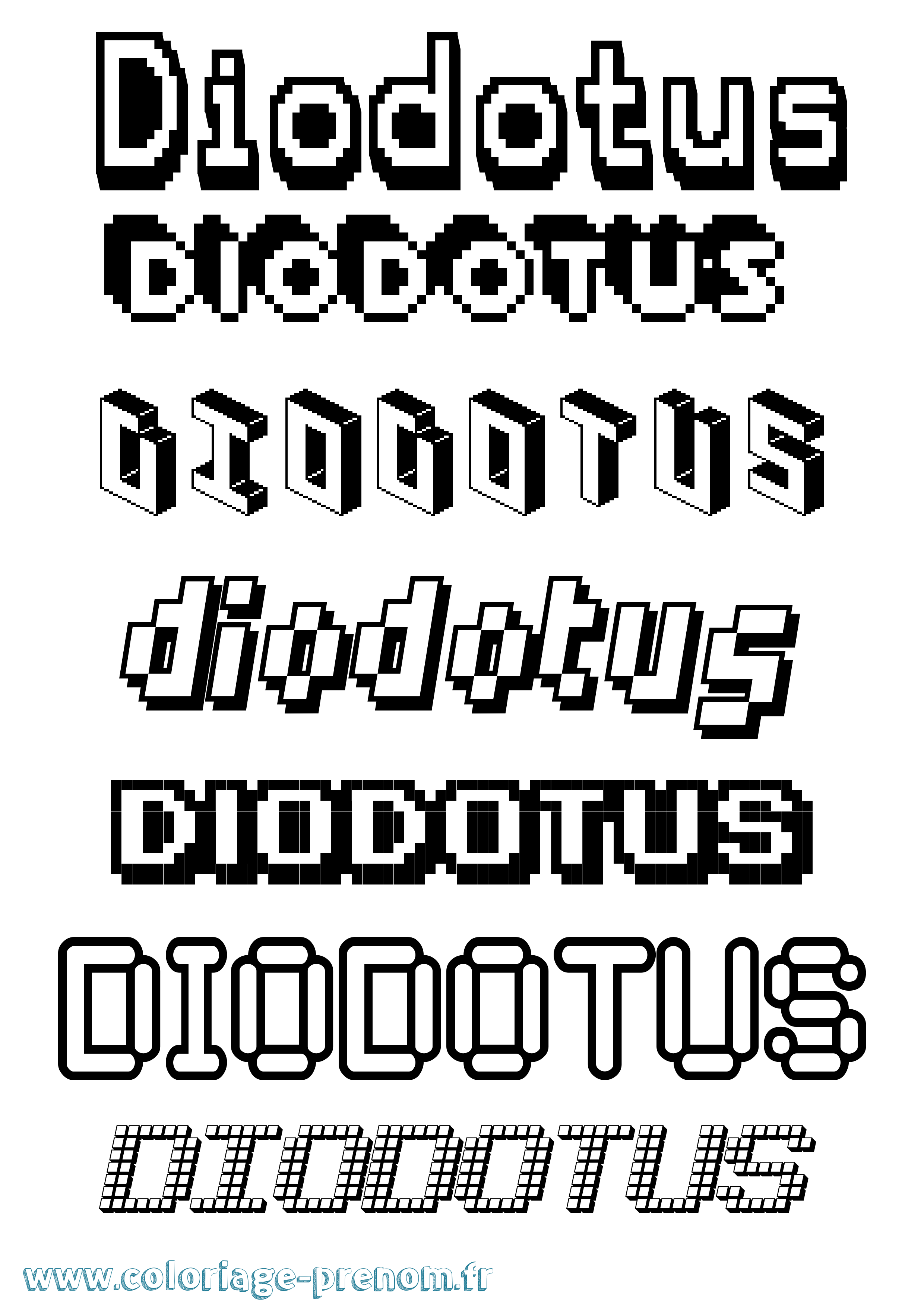 Coloriage Diodotus Pixel Coloriage prénom Diodotus Pixel