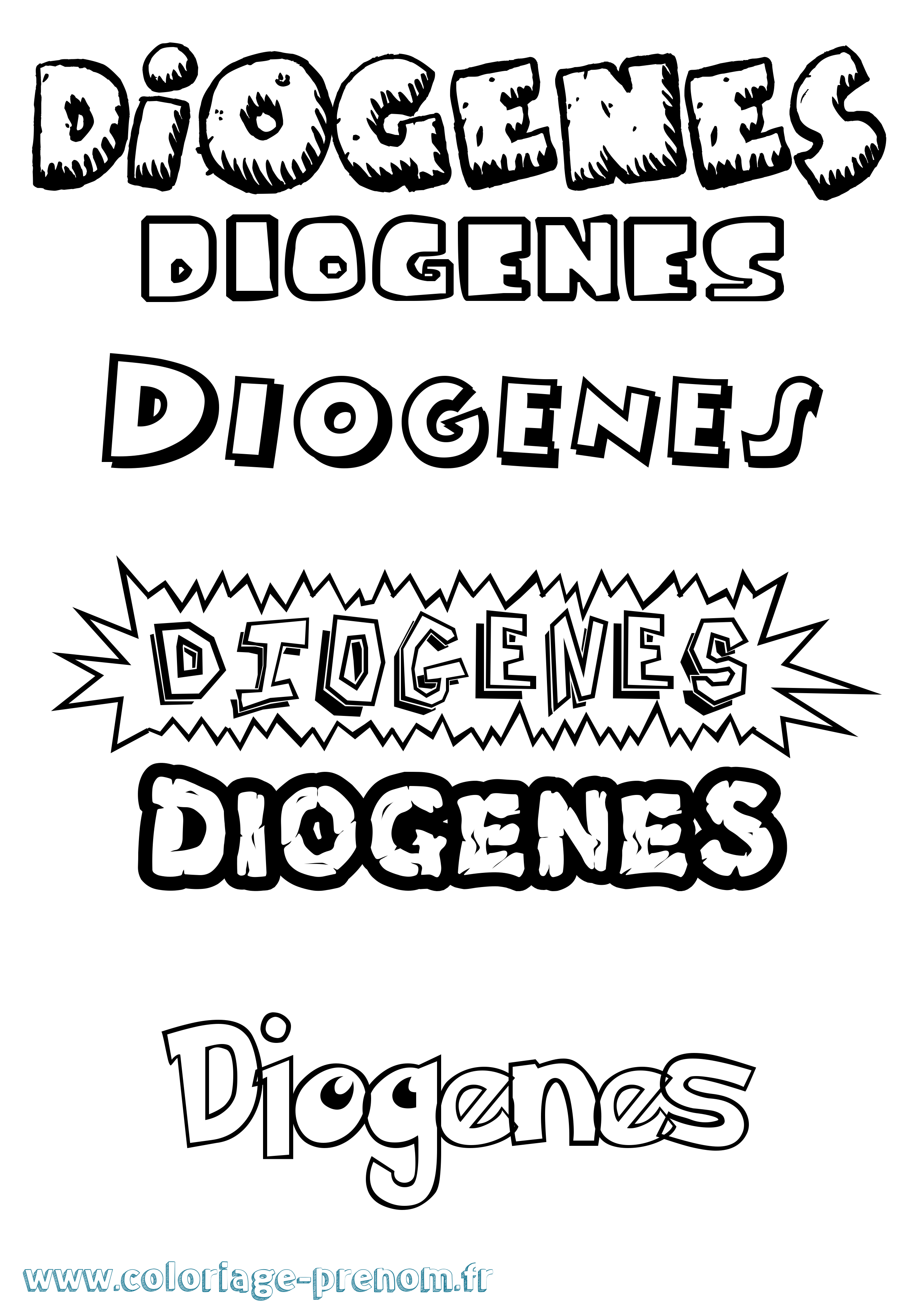 Coloriage prénom Diogenes Dessin Animé