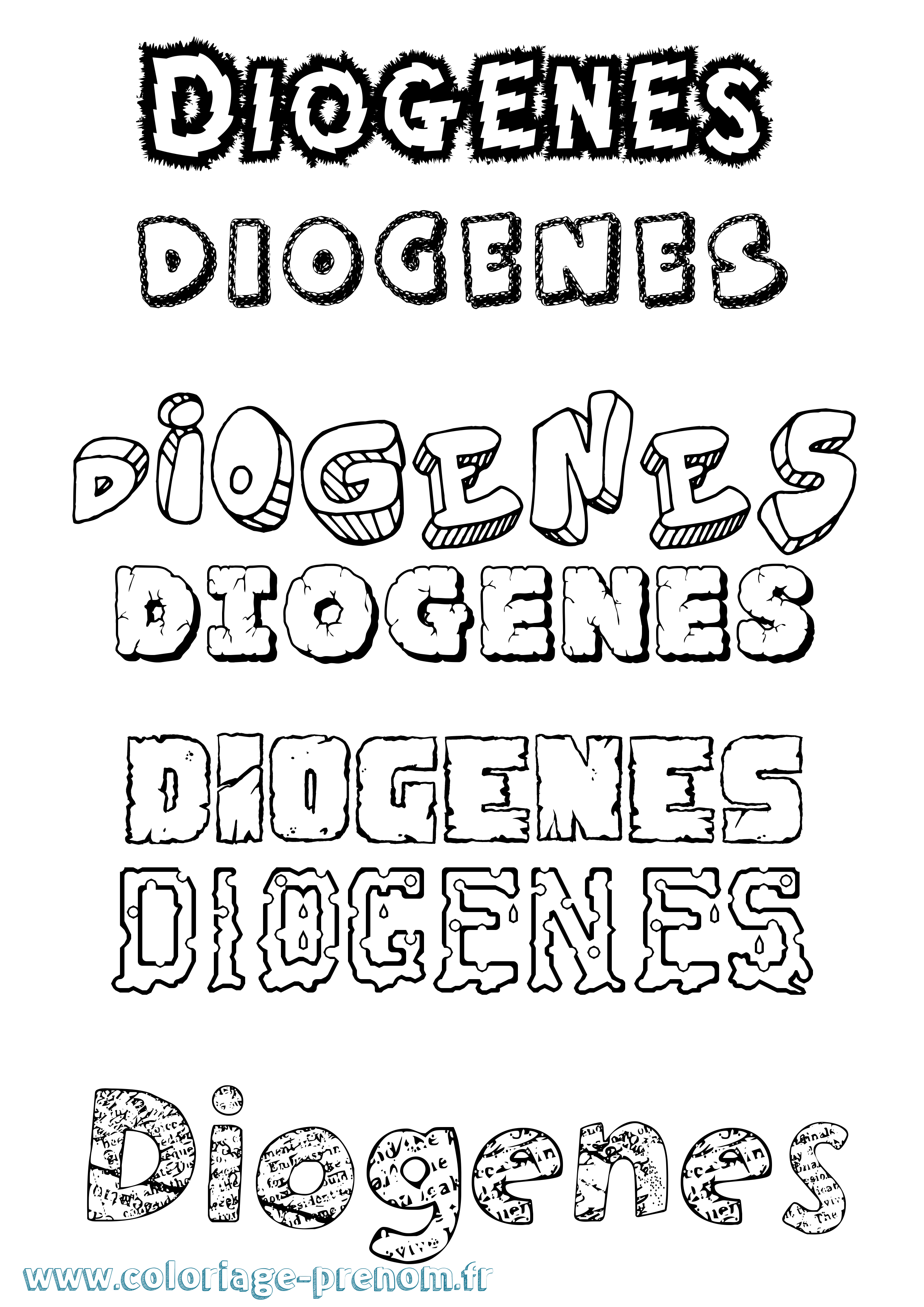 Coloriage prénom Diogenes Destructuré