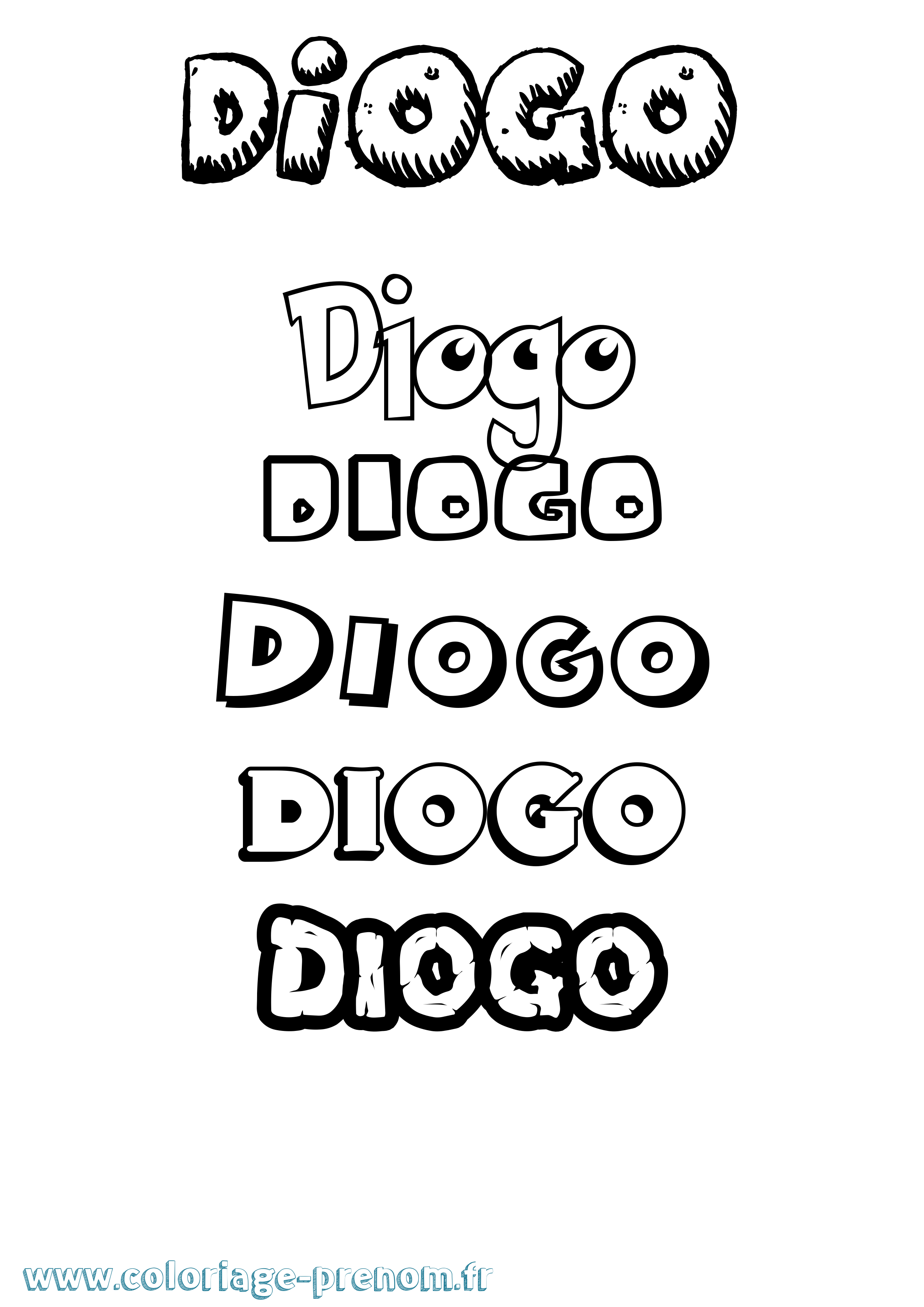 Coloriage prénom Diogo Dessin Animé