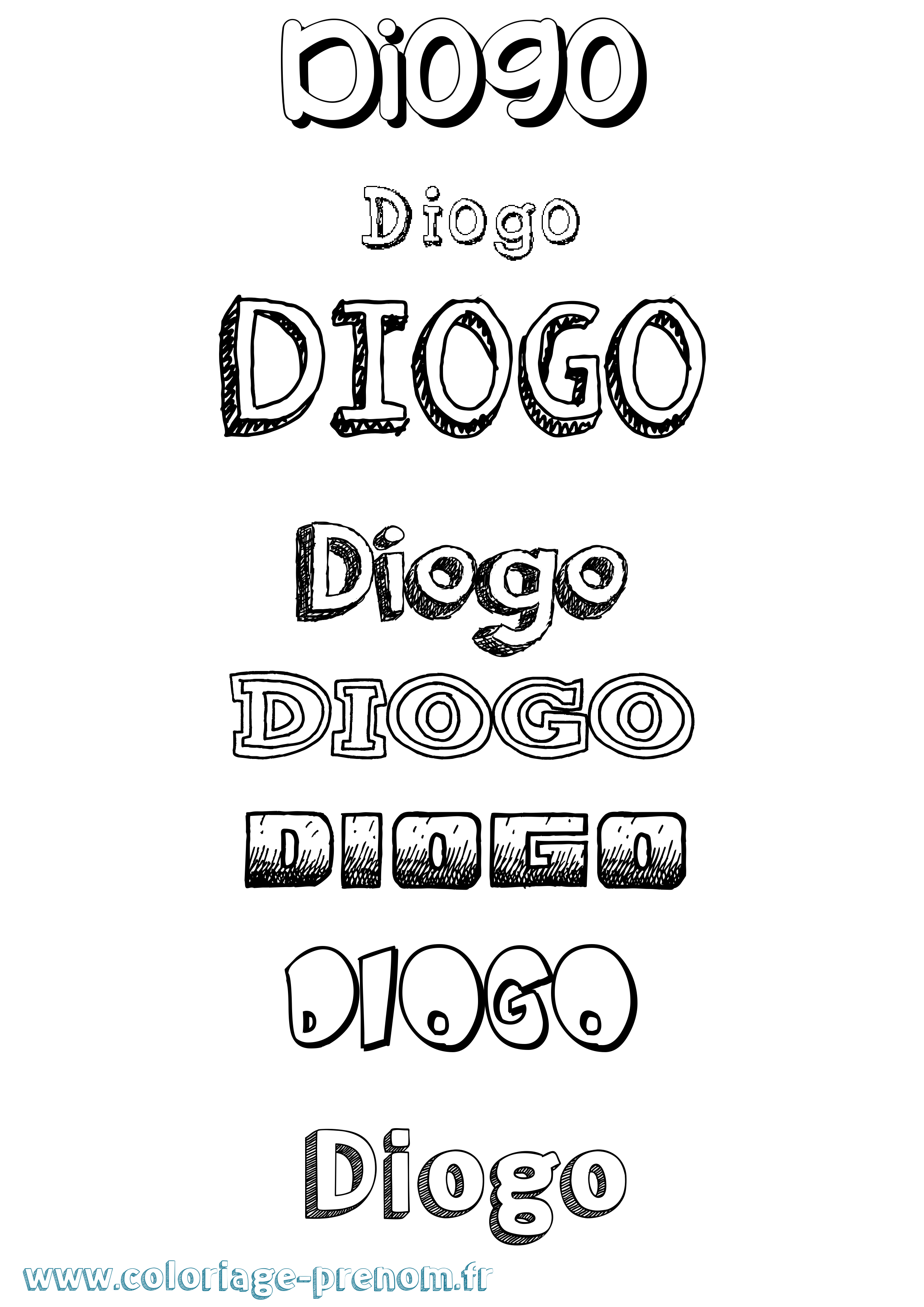 Coloriage Diogo Dessiné Coloriage prénom Diogo Dessiné