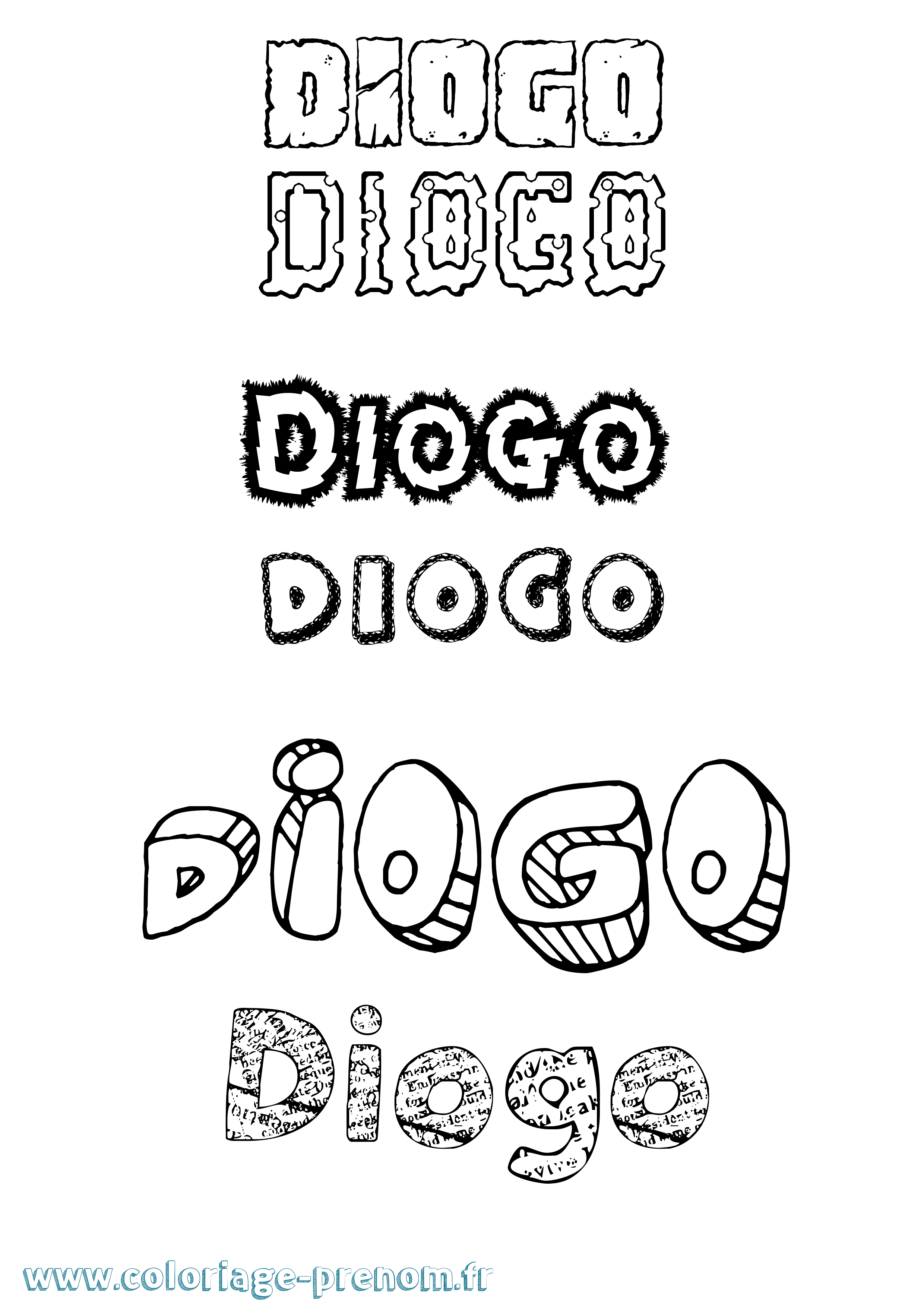 Coloriage Diogo Destructuré Coloriage prénom Diogo Destructuré