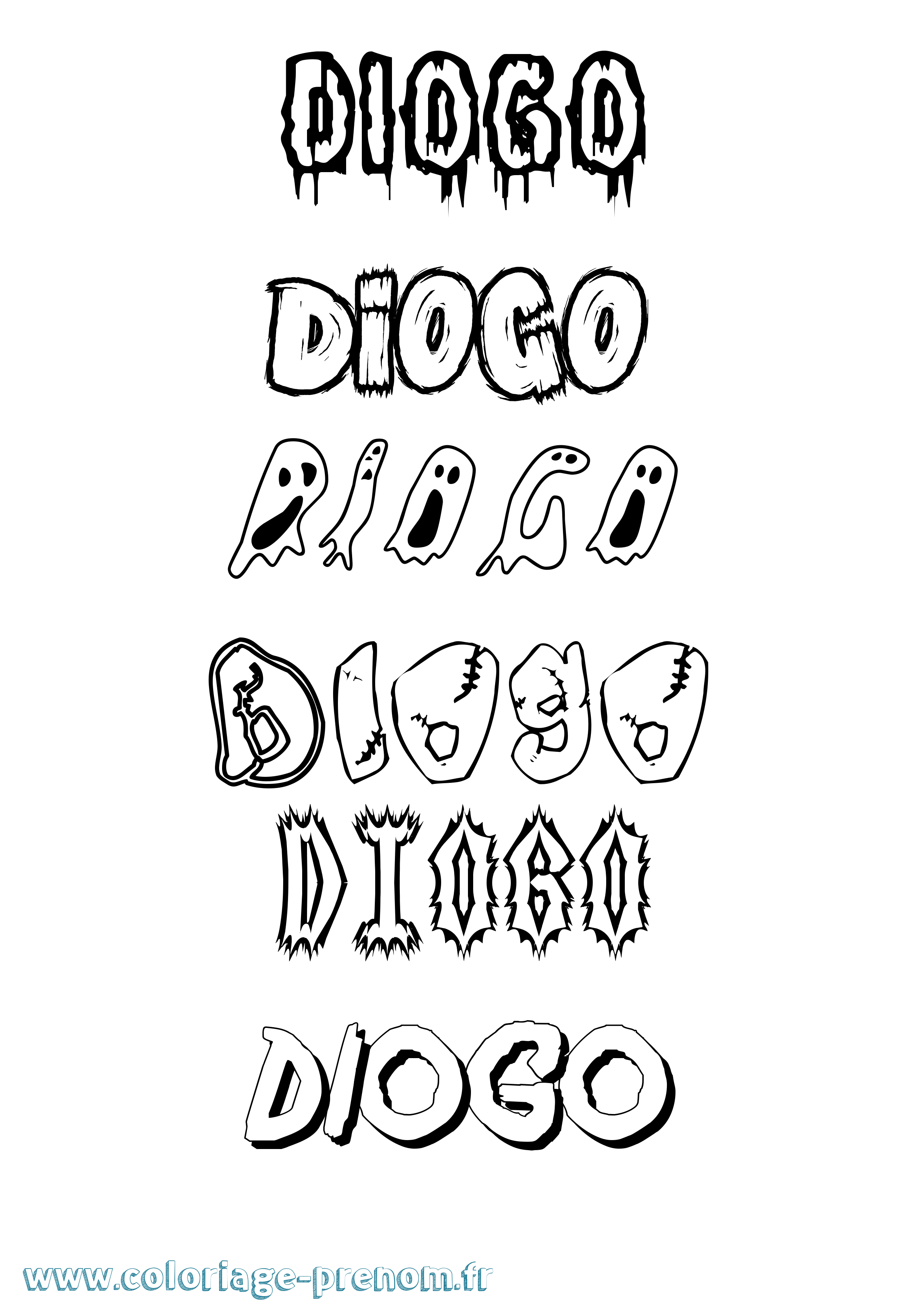 Coloriage Diogo Frisson Coloriage prénom Diogo Frisson