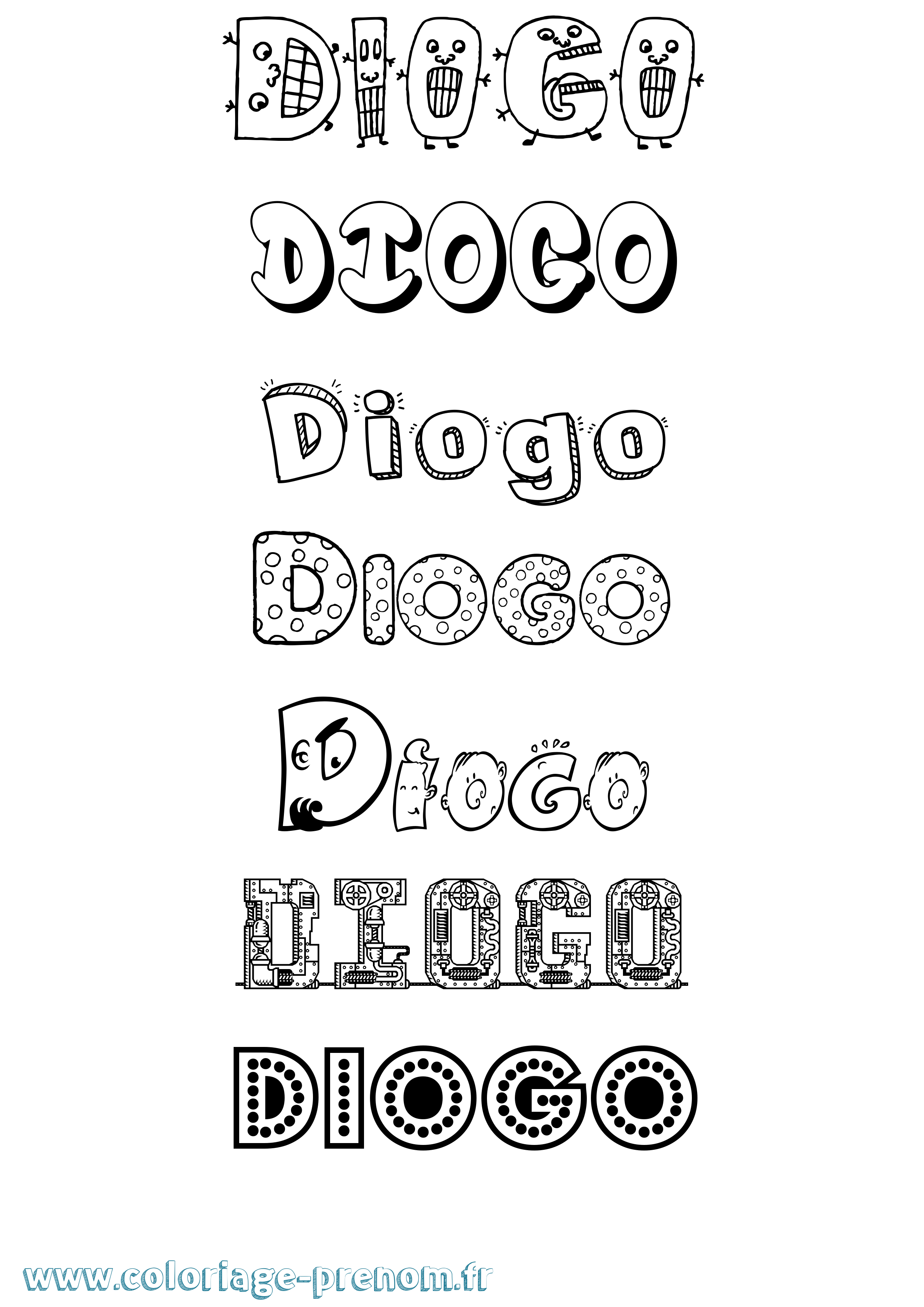 Coloriage Diogo Fun Coloriage prénom Diogo Fun