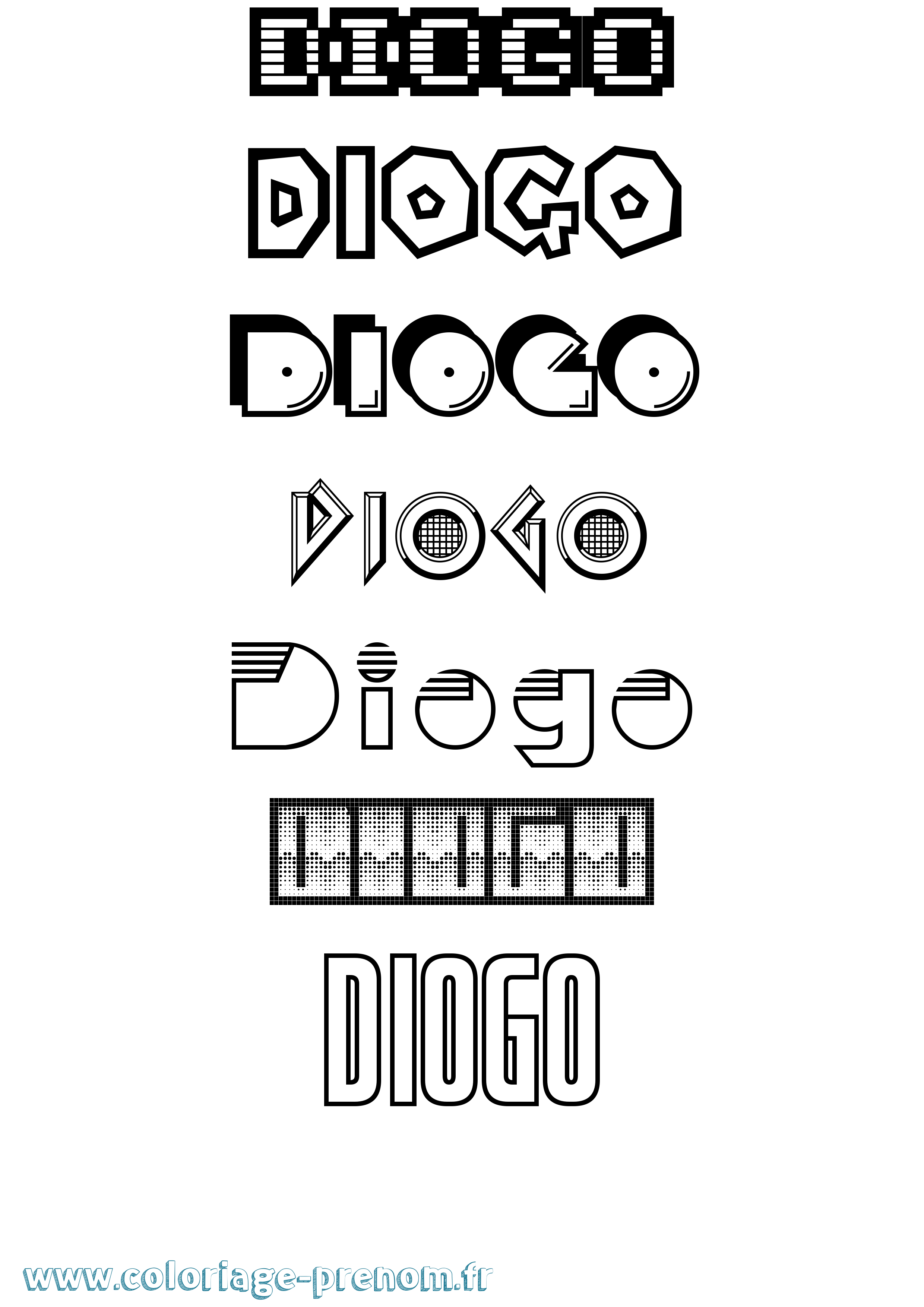 Coloriage prénom Diogo Jeux Vidéos