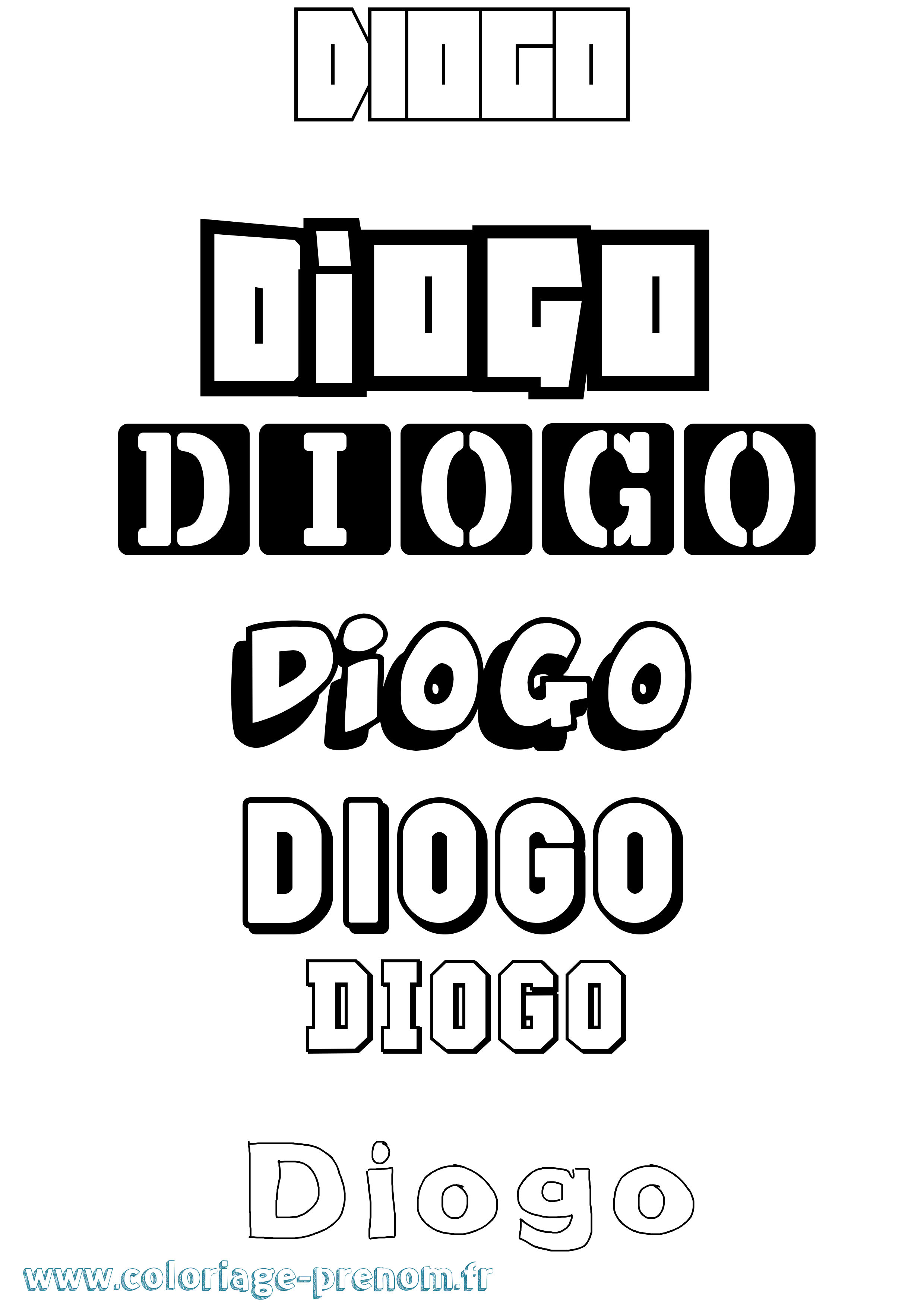 Coloriage Diogo Simple Coloriage prénom Diogo Simple