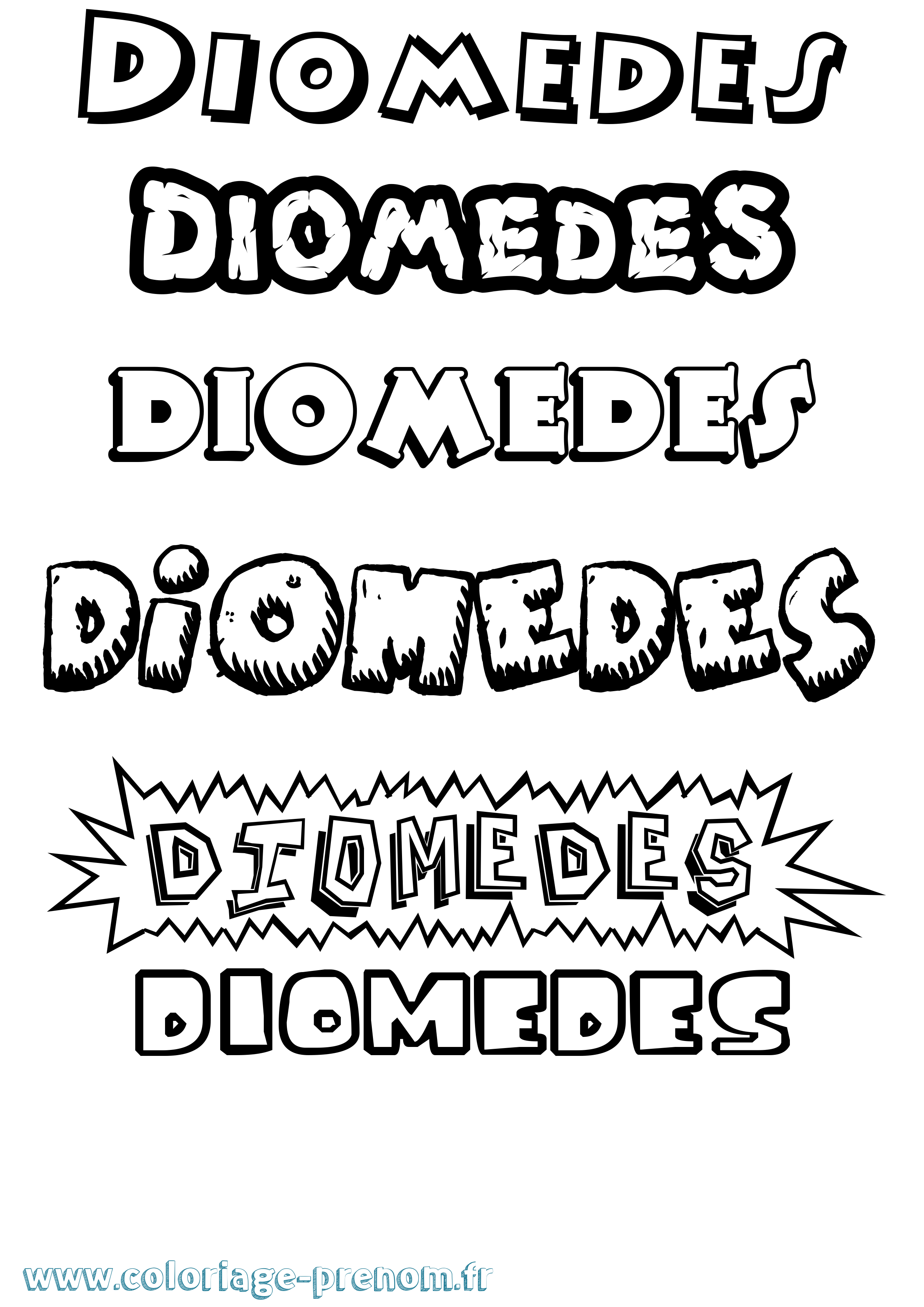 Coloriage prénom Diomedes Dessin Animé