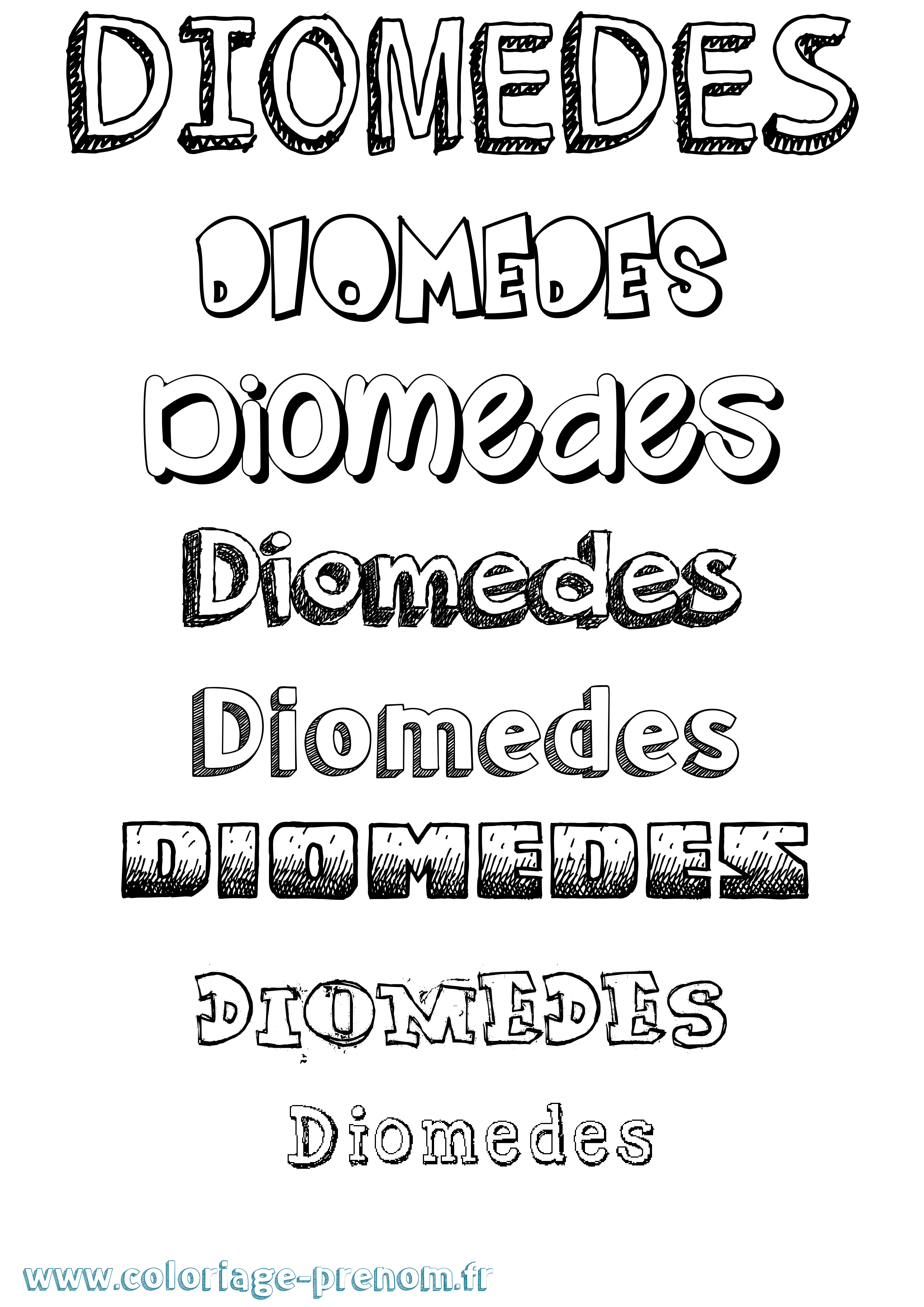 Coloriage prénom Diomedes Dessiné