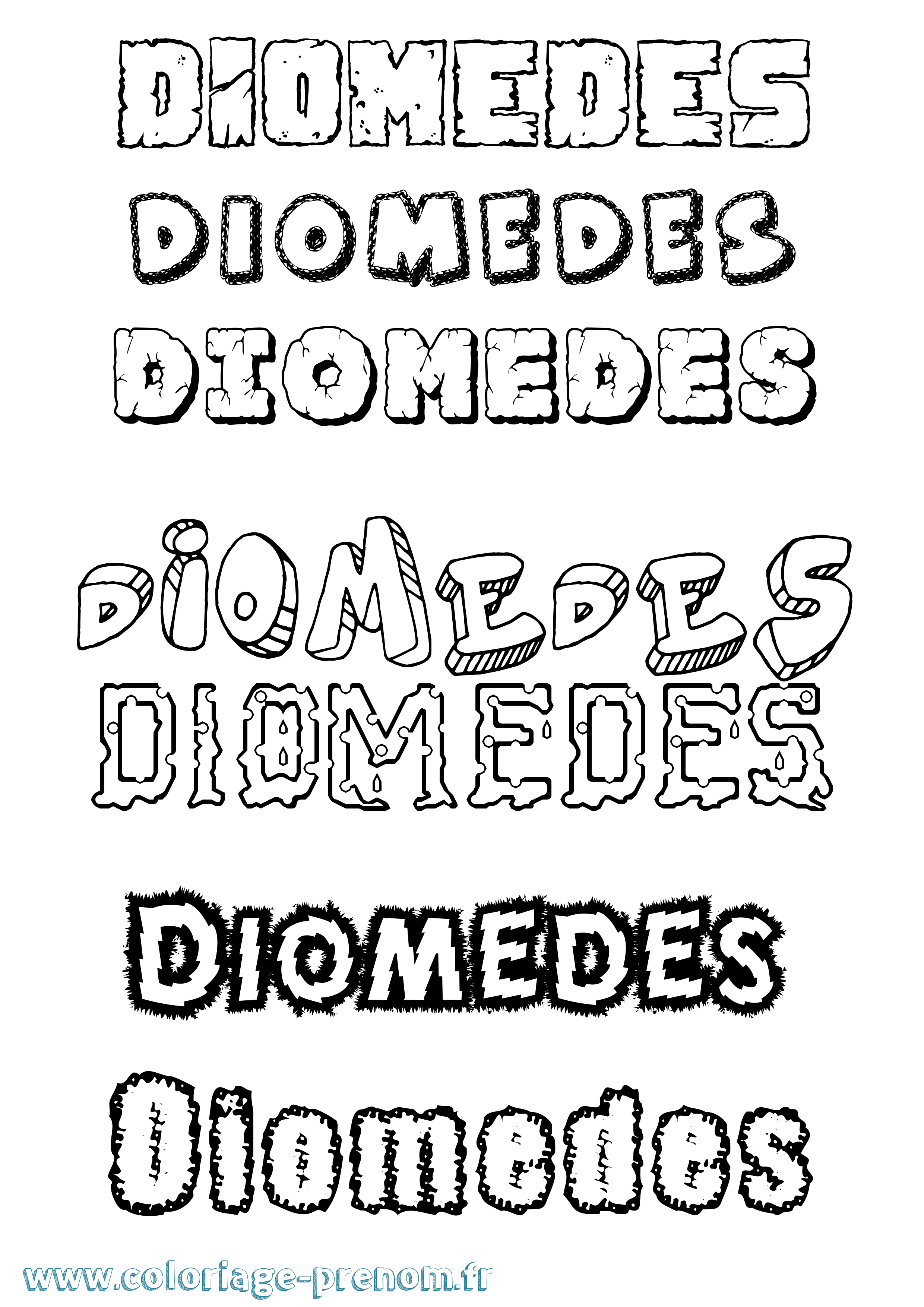 Coloriage prénom Diomedes Destructuré