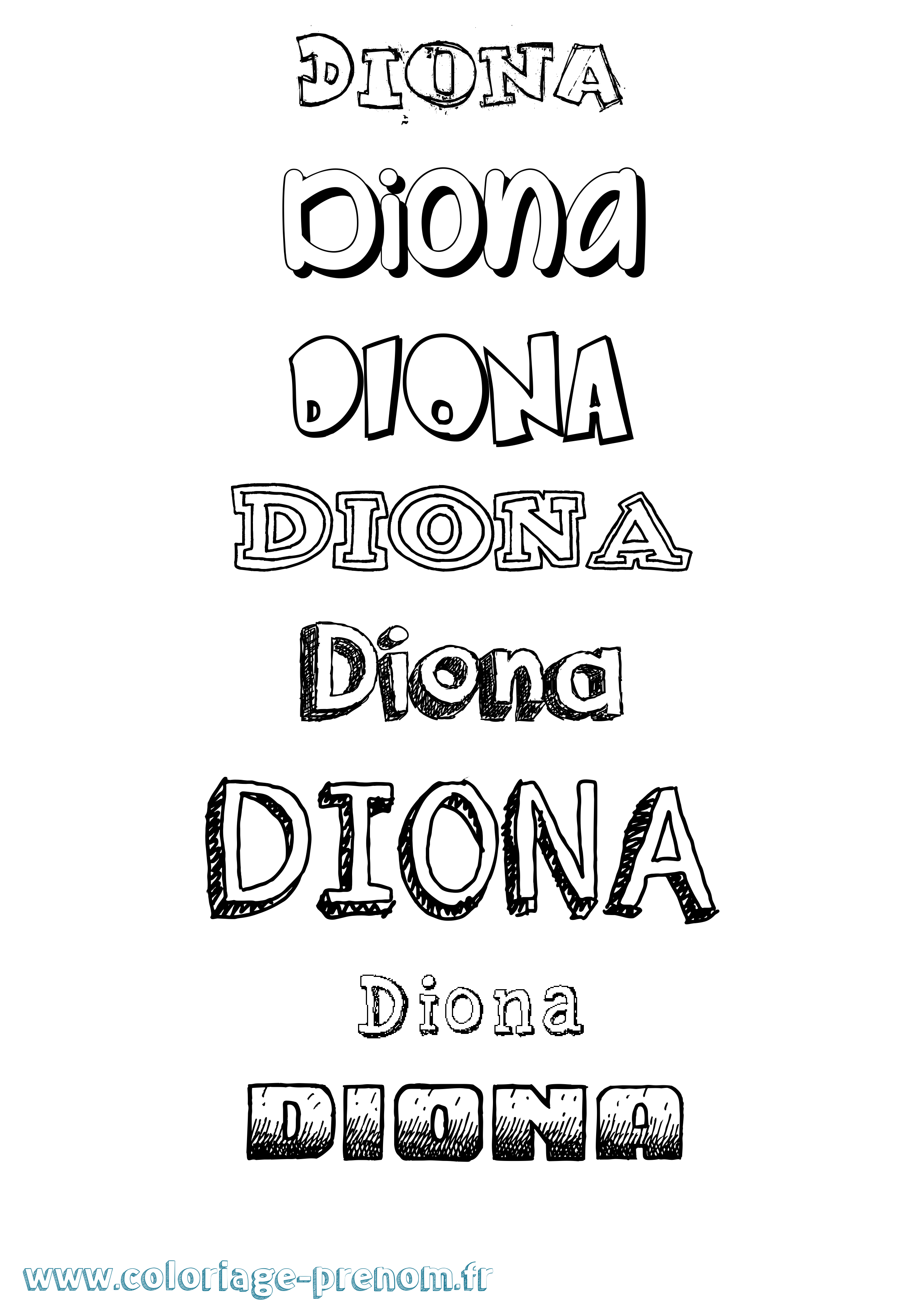 Coloriage prénom Diona Dessiné