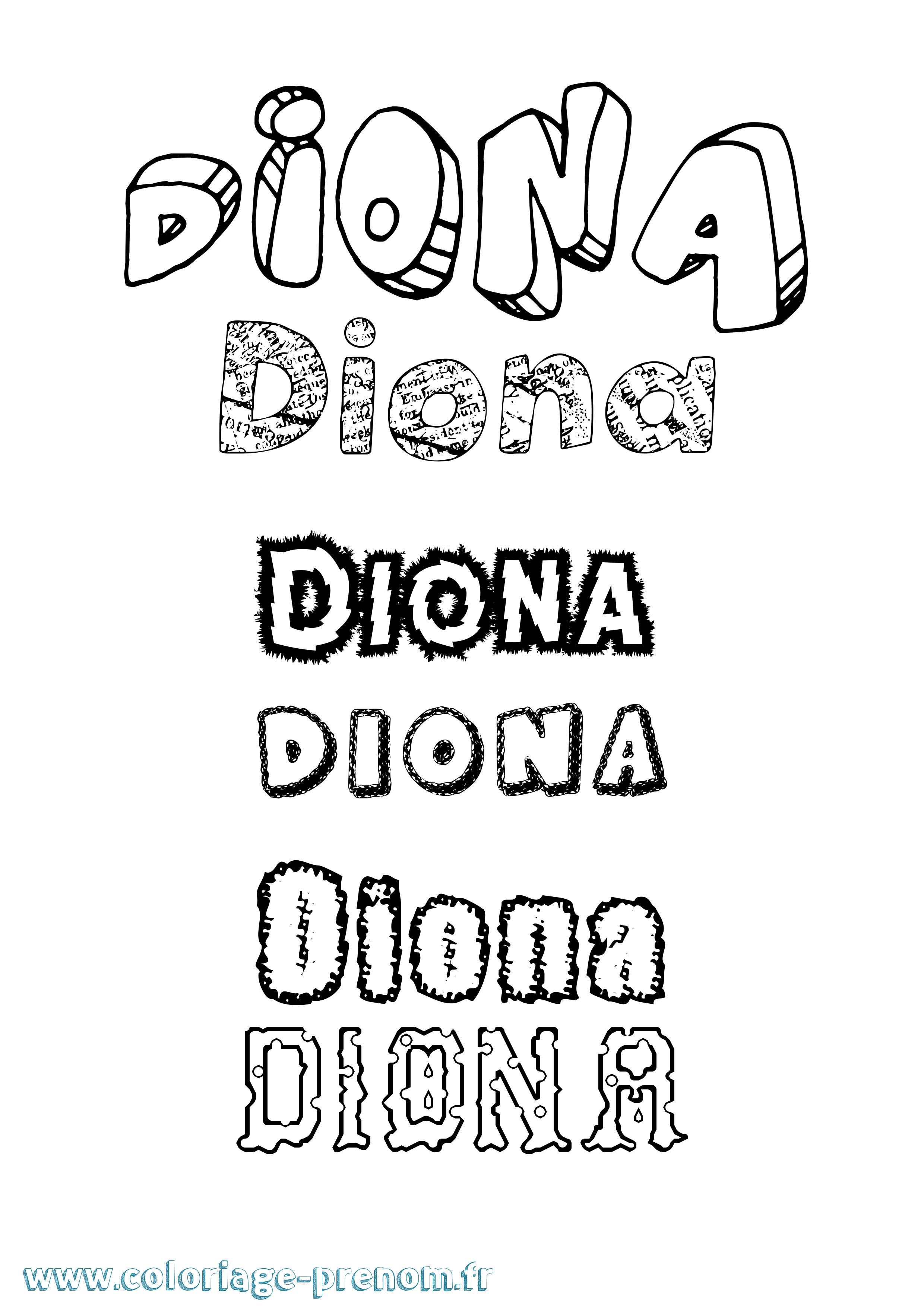 Coloriage prénom Diona Destructuré