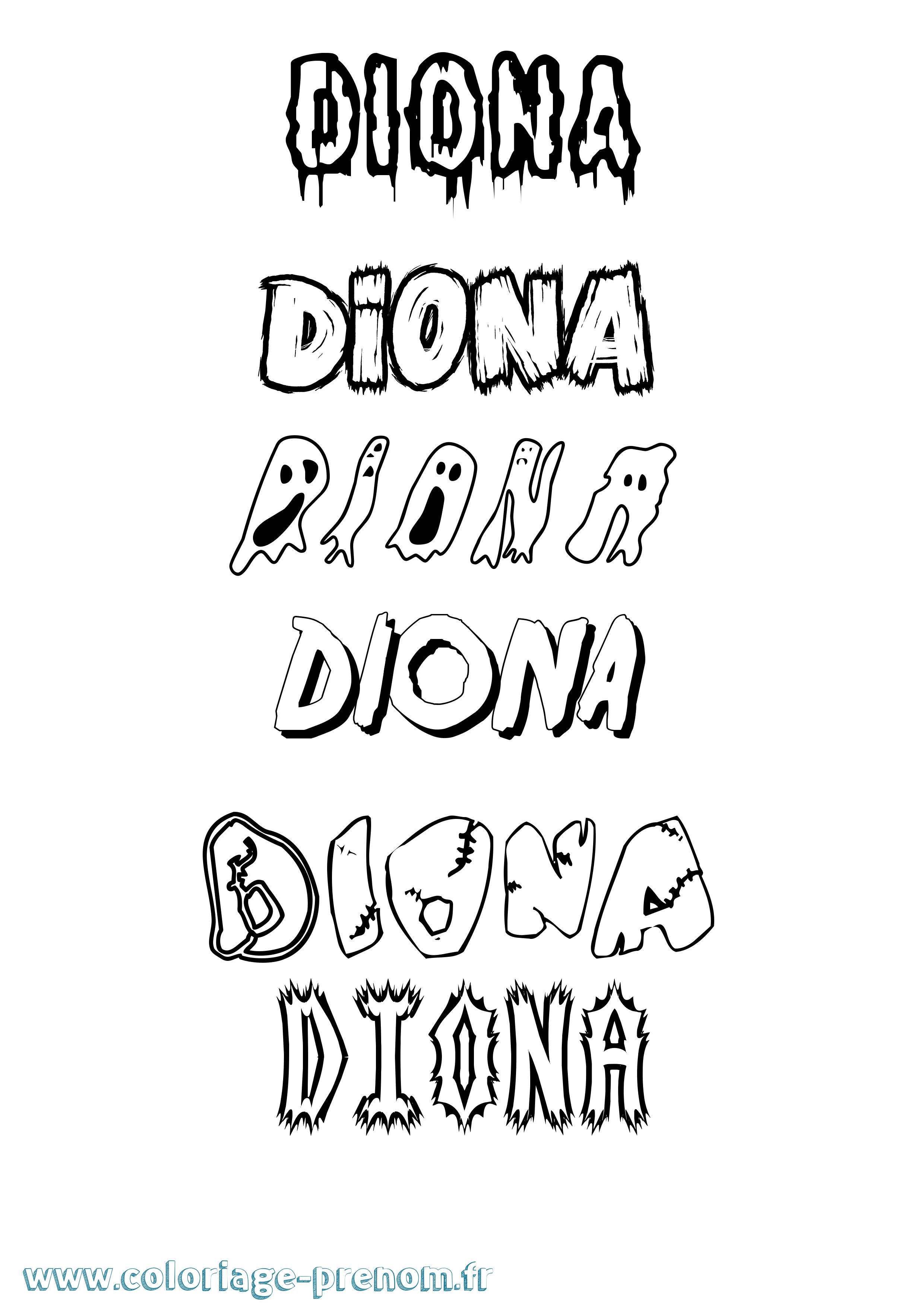 Coloriage prénom Diona Frisson