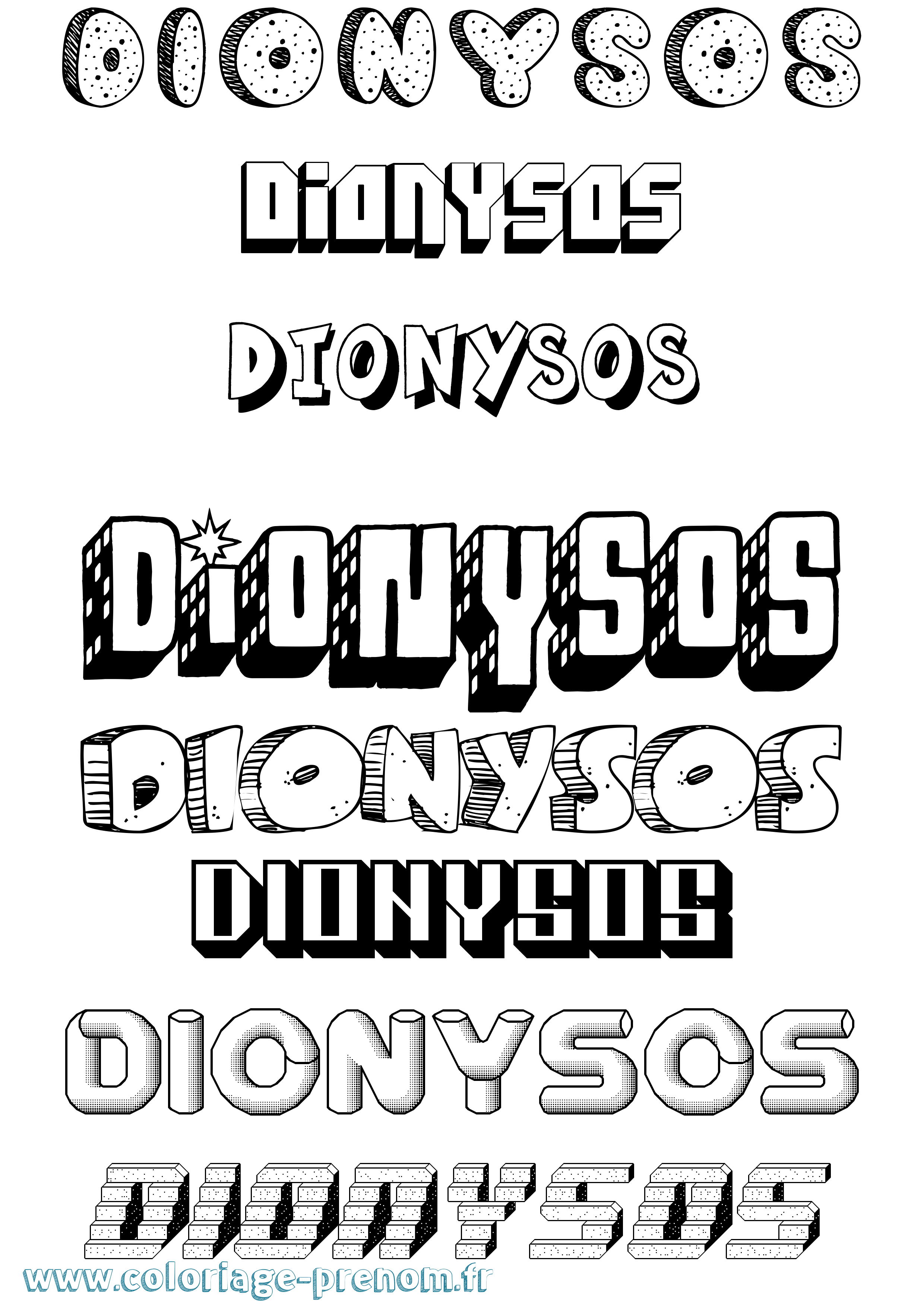 Coloriage prénom Dionysos Effet 3D