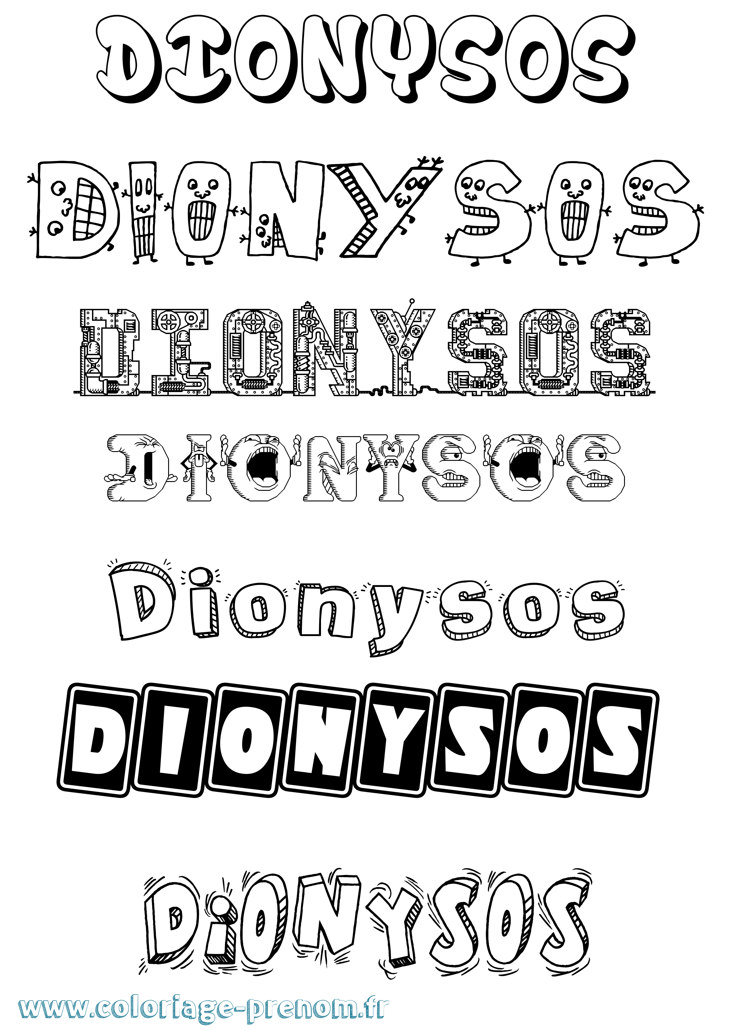 Coloriage prénom Dionysos Fun