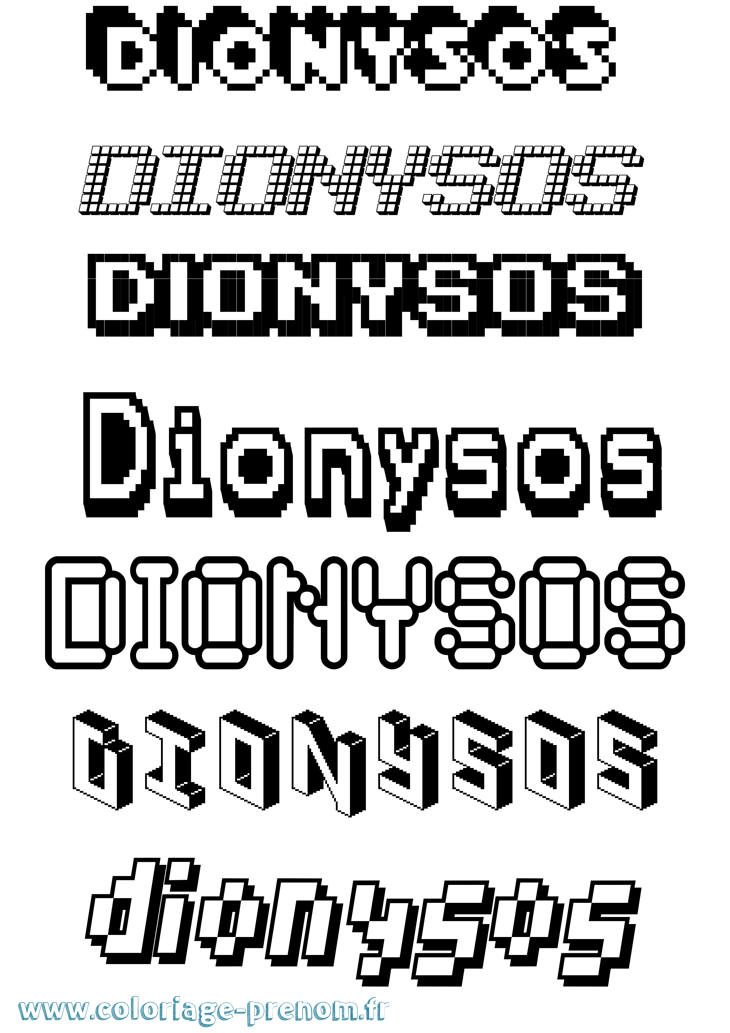 Coloriage prénom Dionysos Pixel