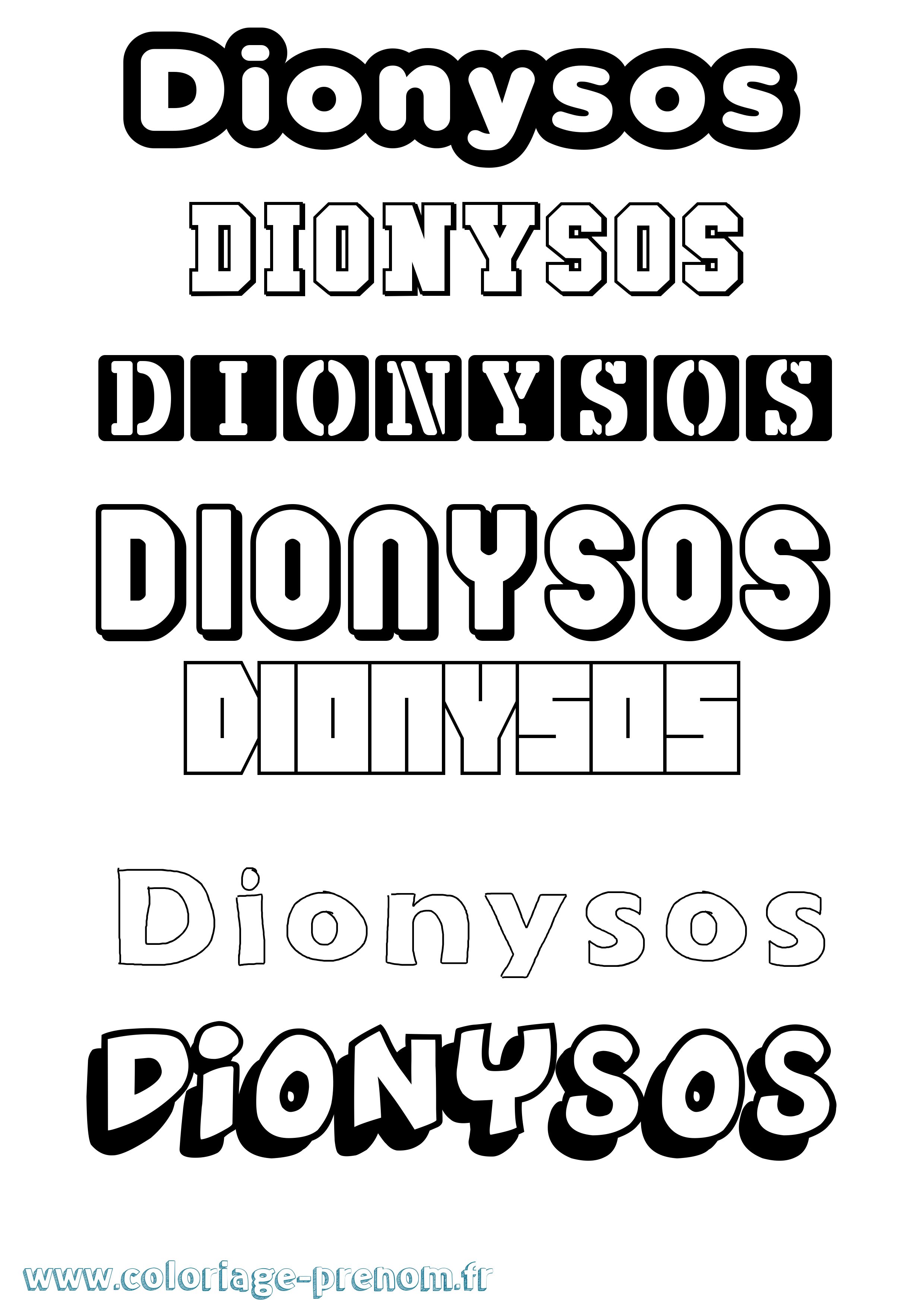 Coloriage prénom Dionysos Simple