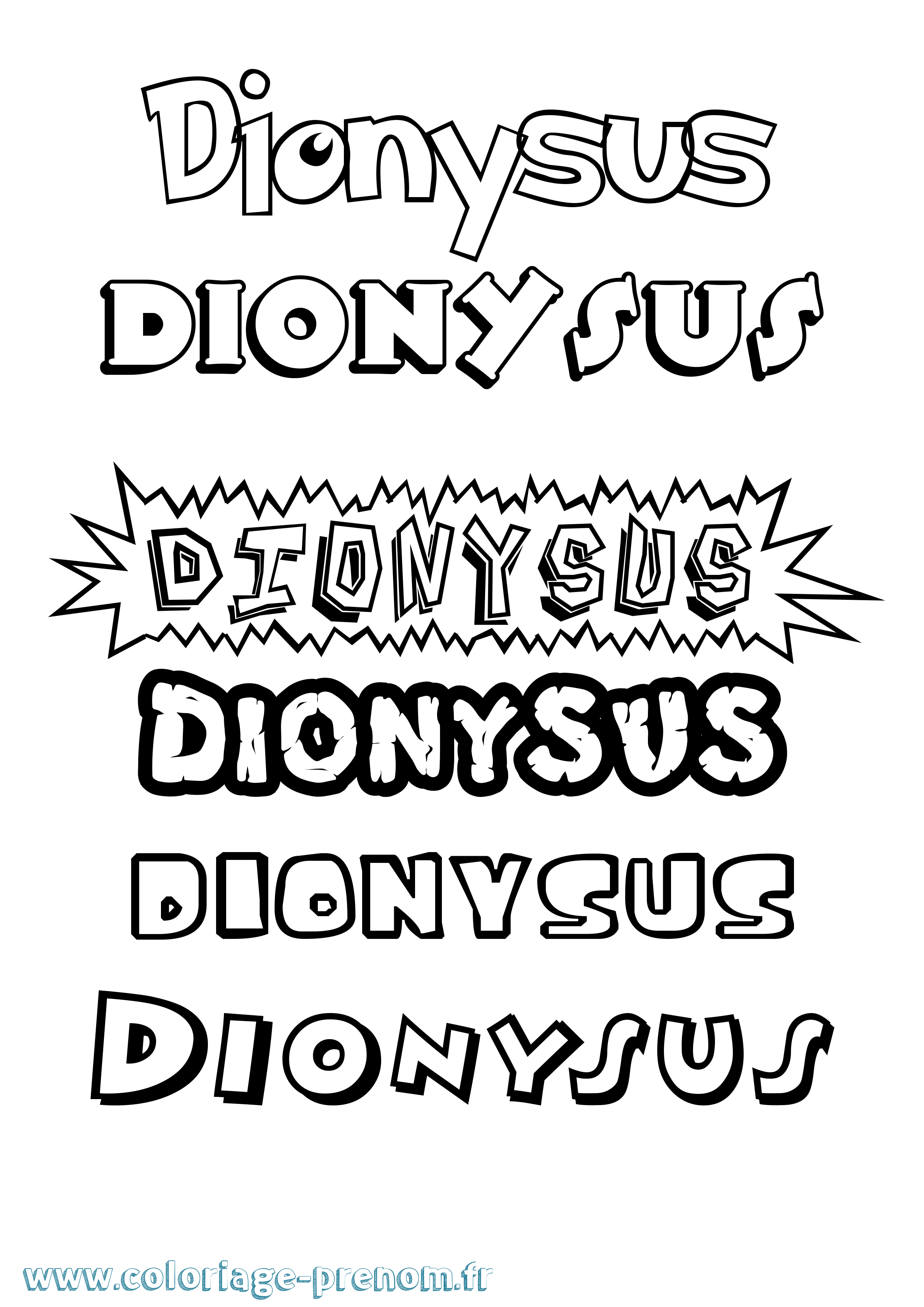 Coloriage prénom Dionysus Dessin Animé