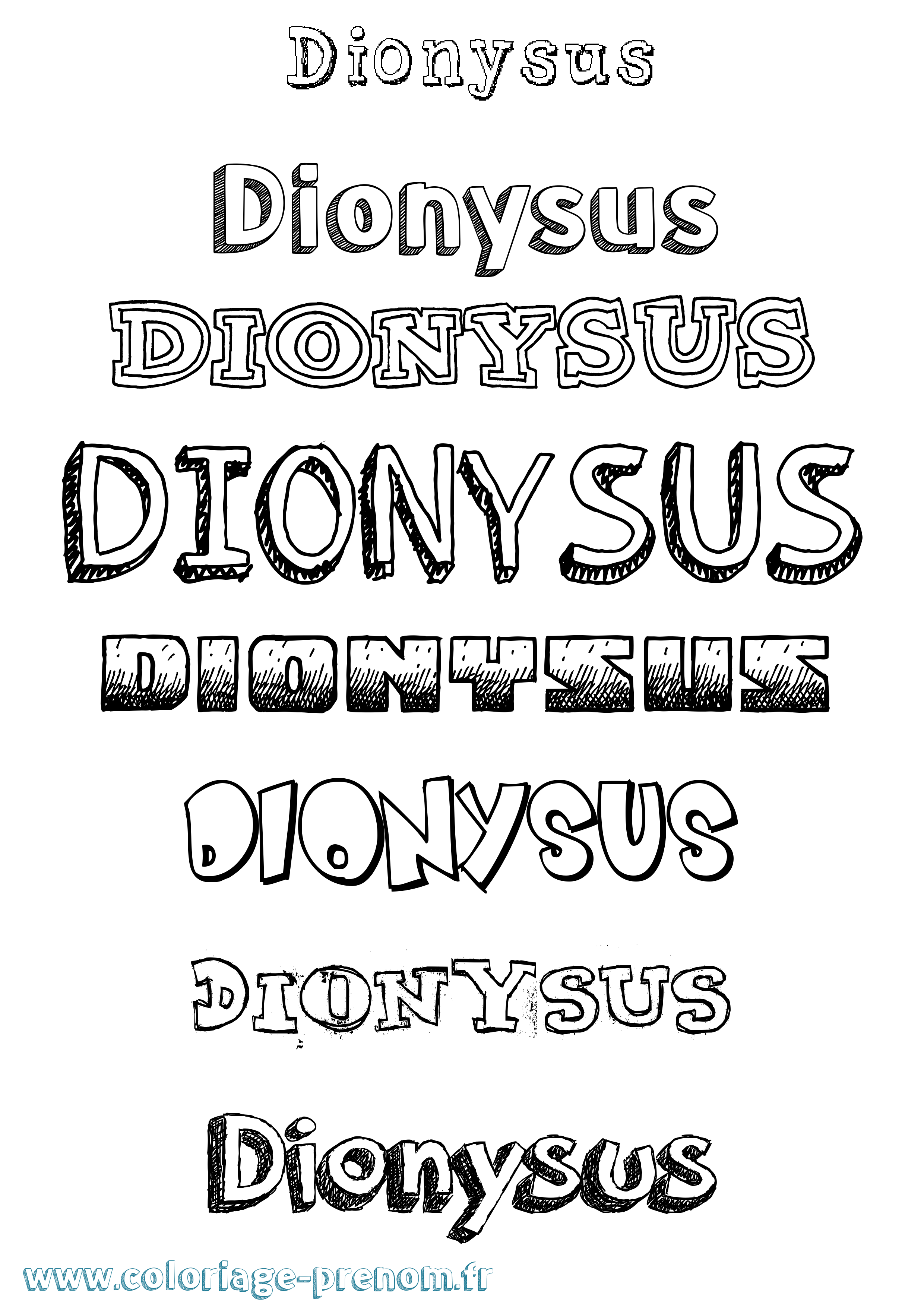 Coloriage prénom Dionysus Dessiné
