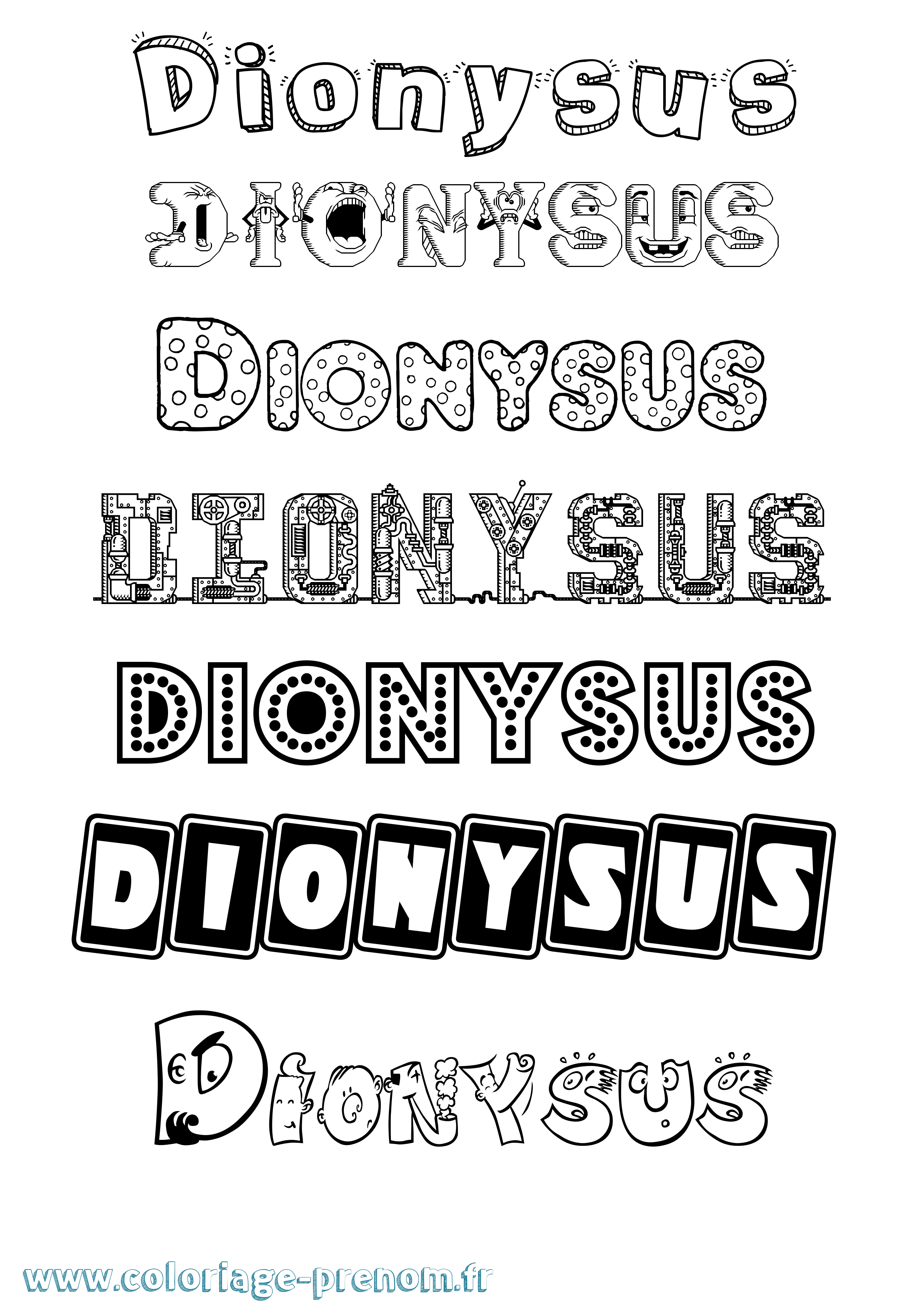 Coloriage prénom Dionysus Fun