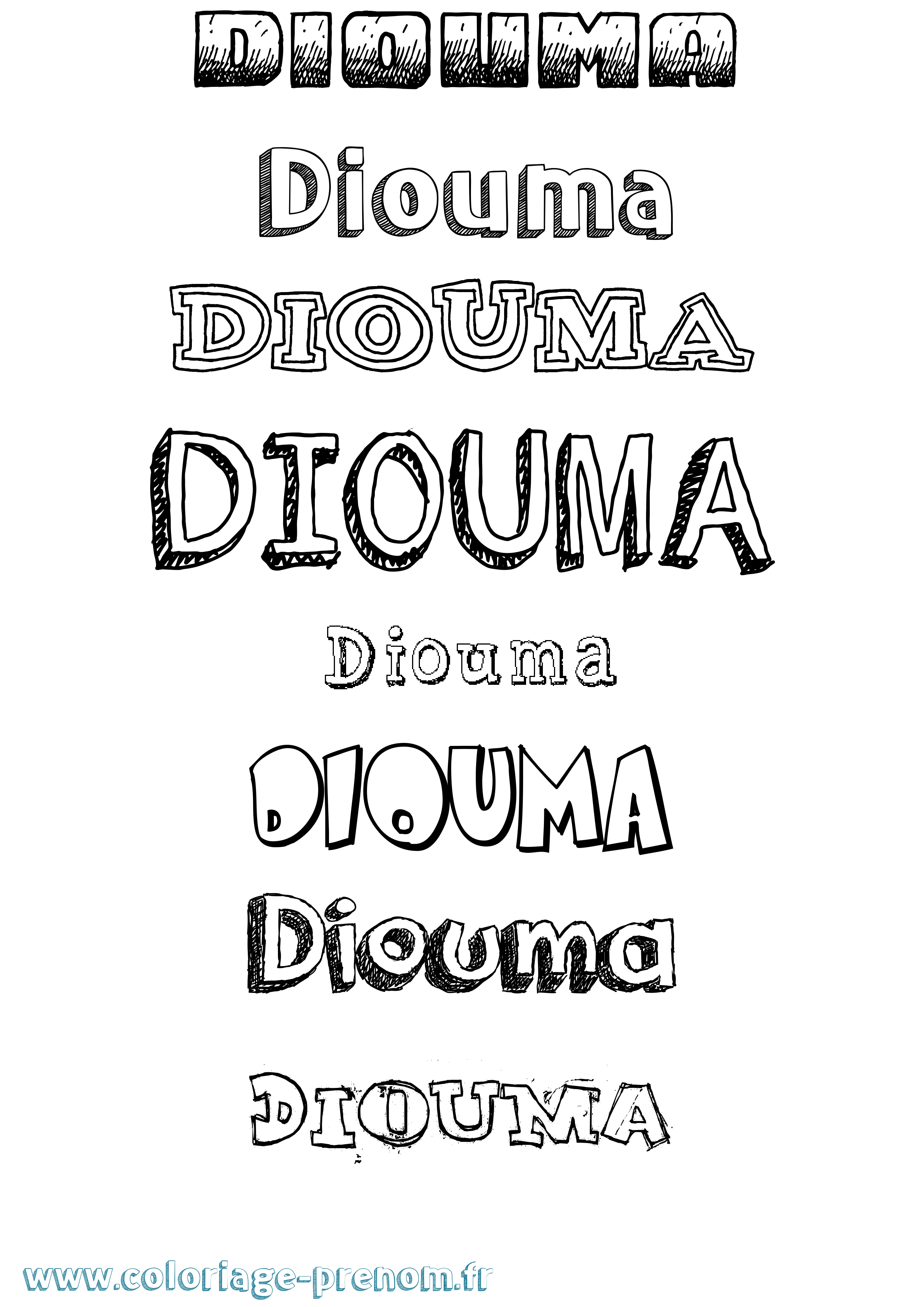 Coloriage prénom Diouma Dessiné