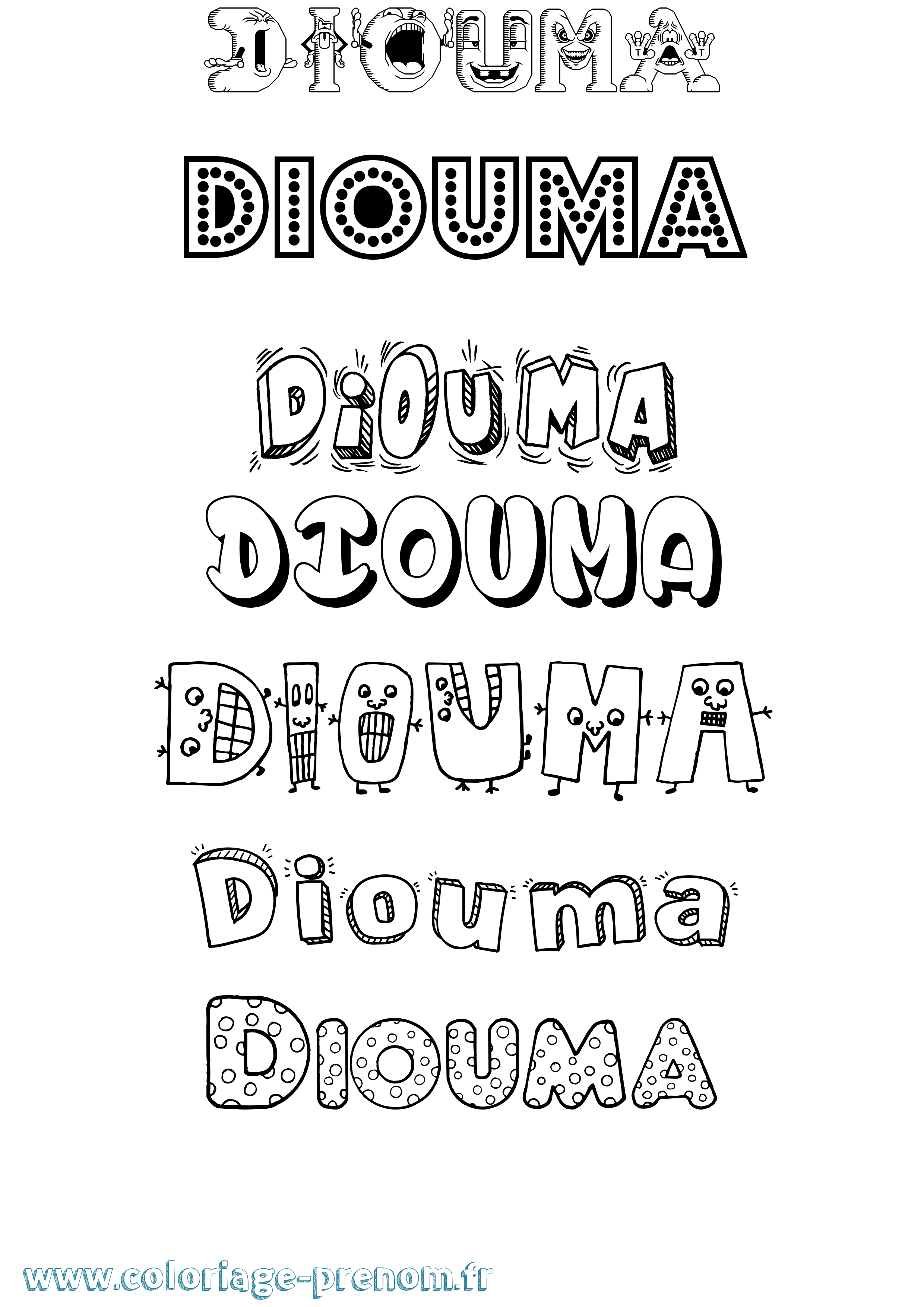 Coloriage prénom Diouma Fun