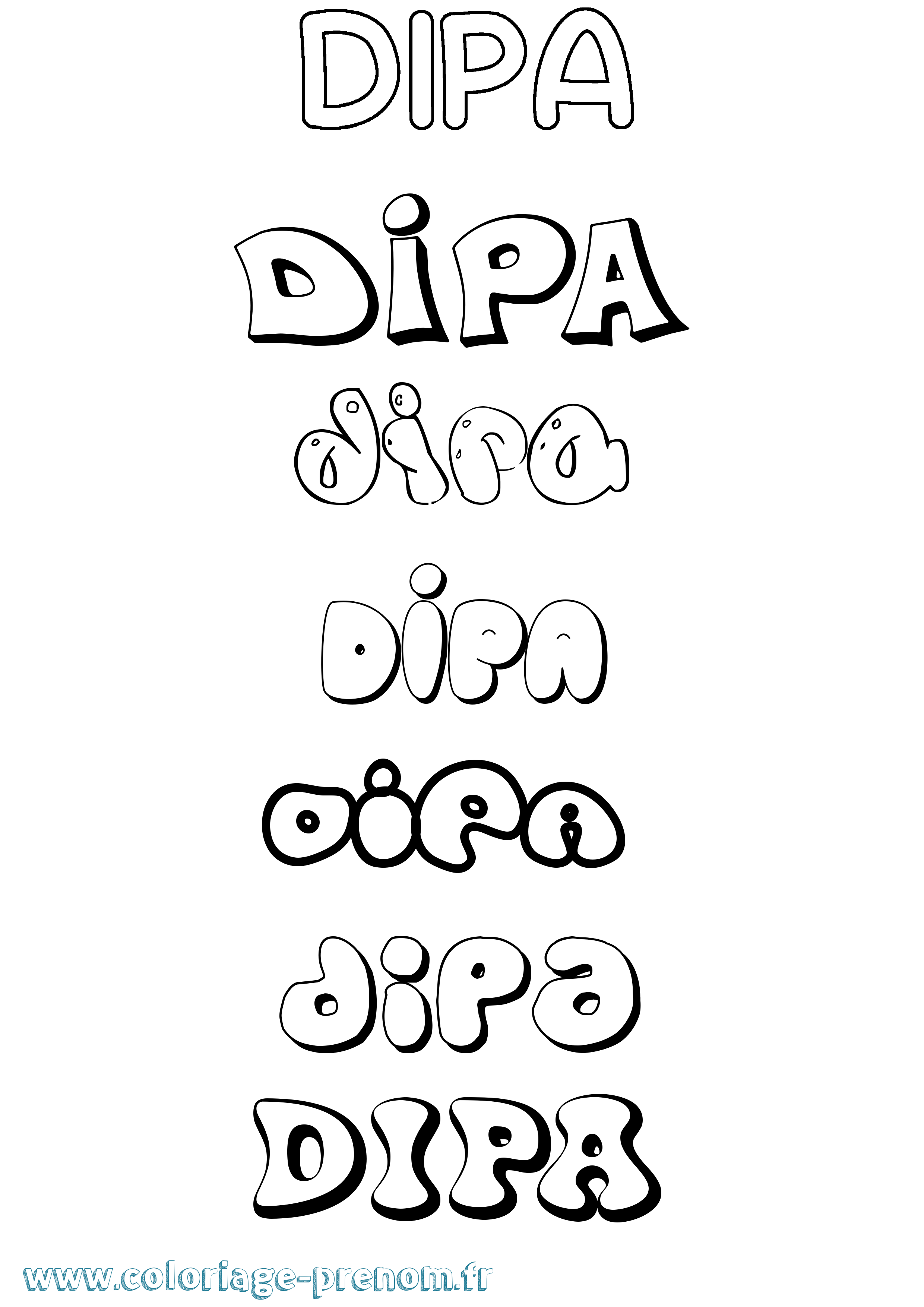 Coloriage prénom Dipa Bubble