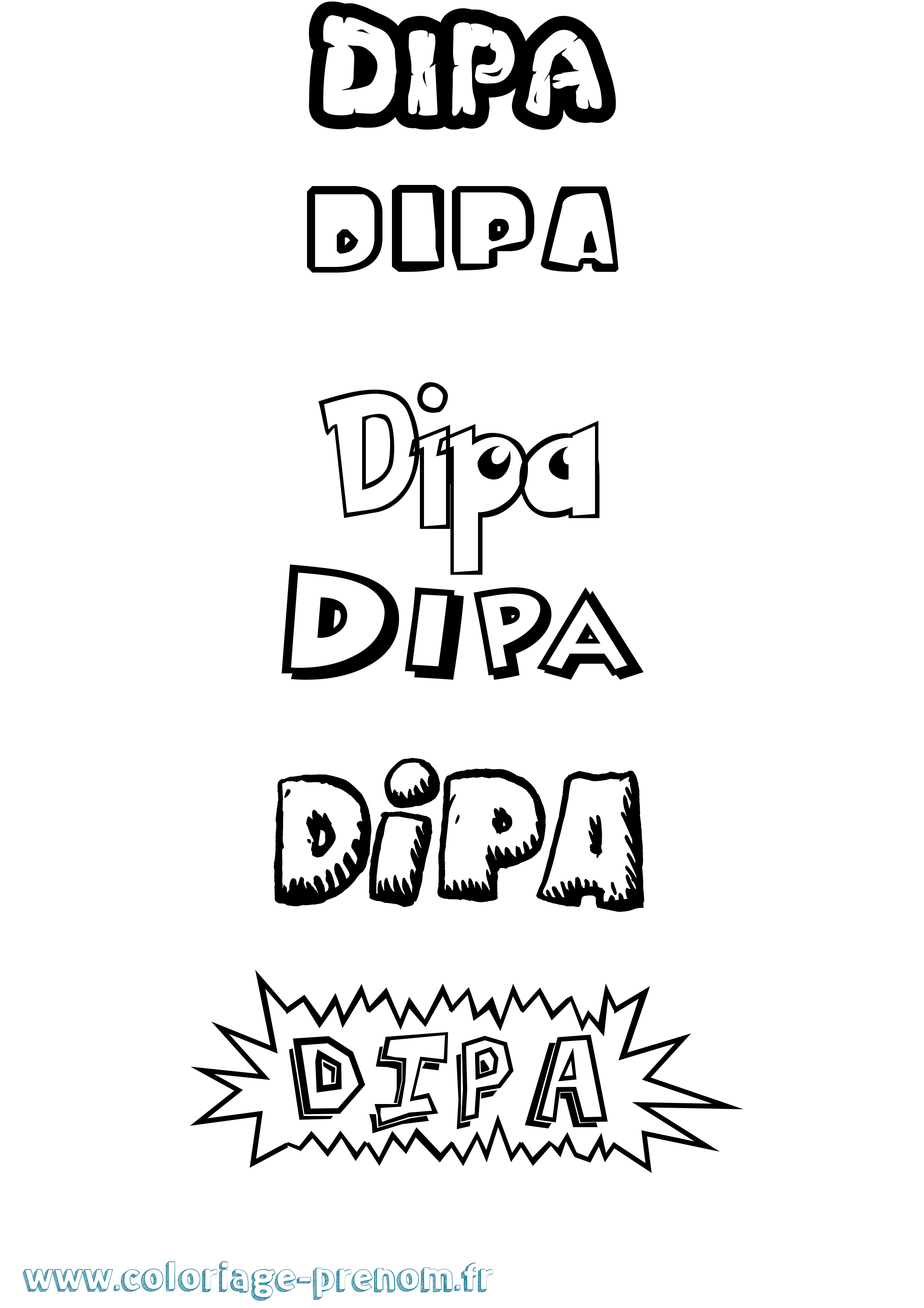 Coloriage prénom Dipa Dessin Animé