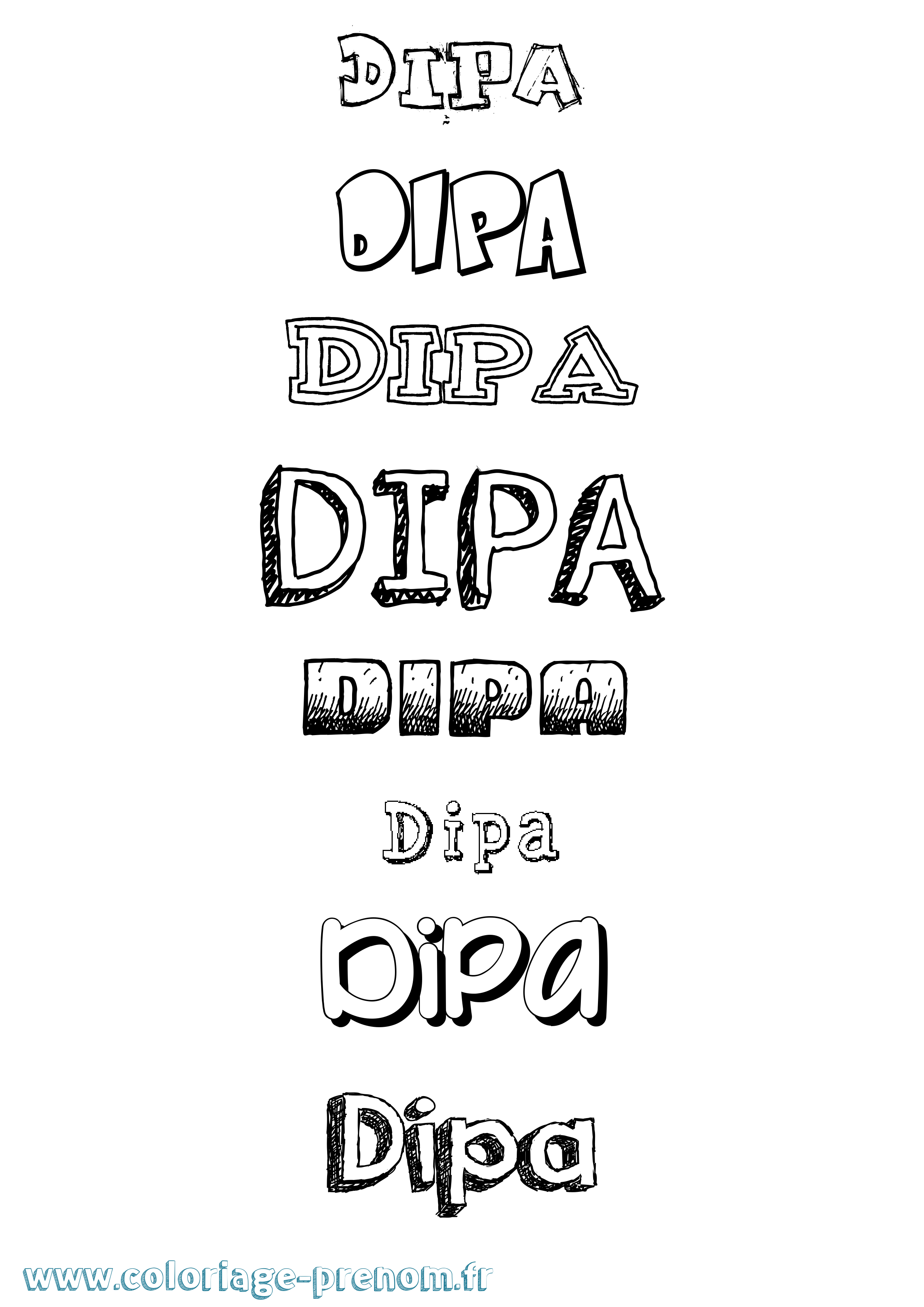Coloriage prénom Dipa Dessiné