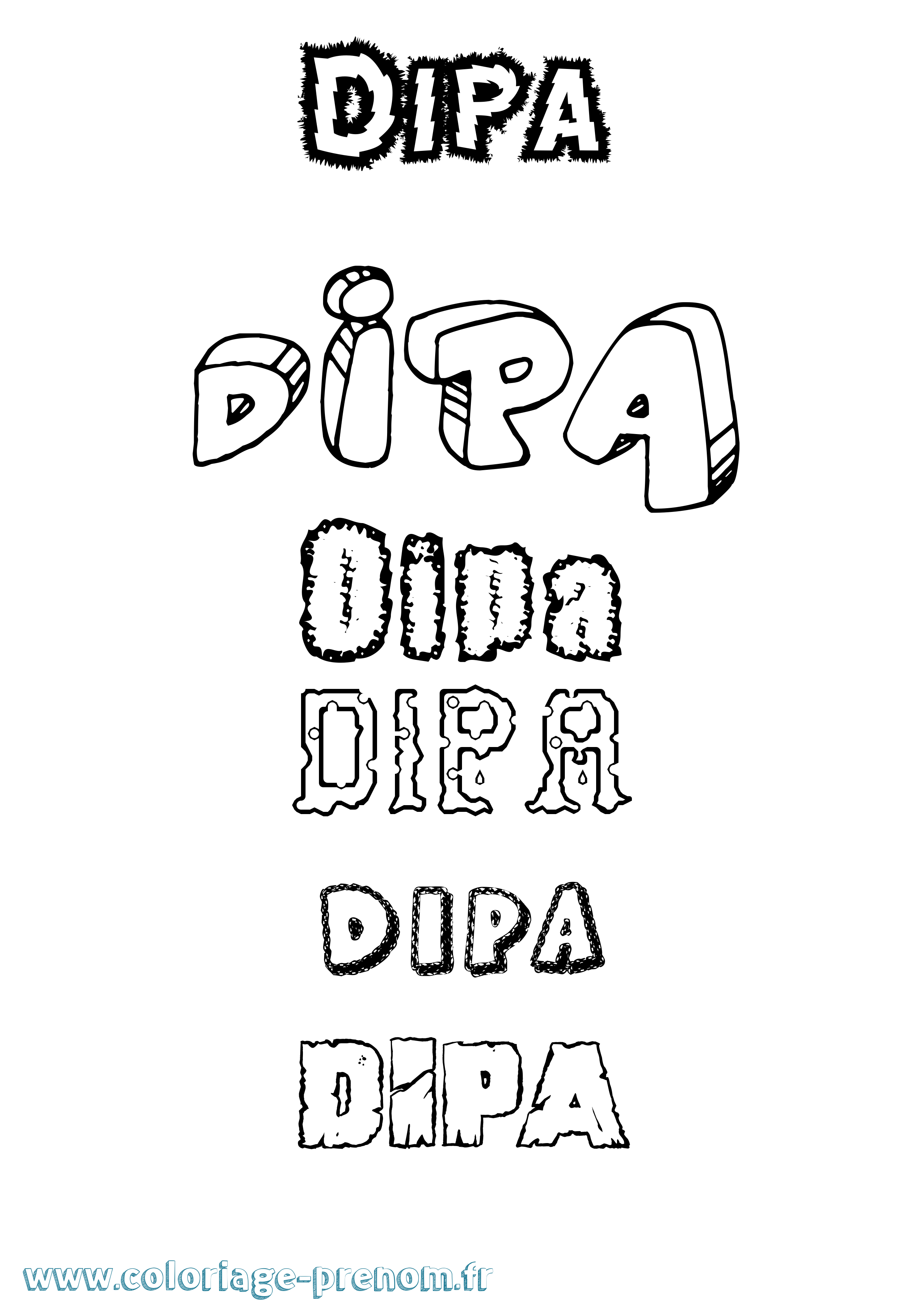 Coloriage Dipa Destructuré Coloriage prénom Dipa Destructuré