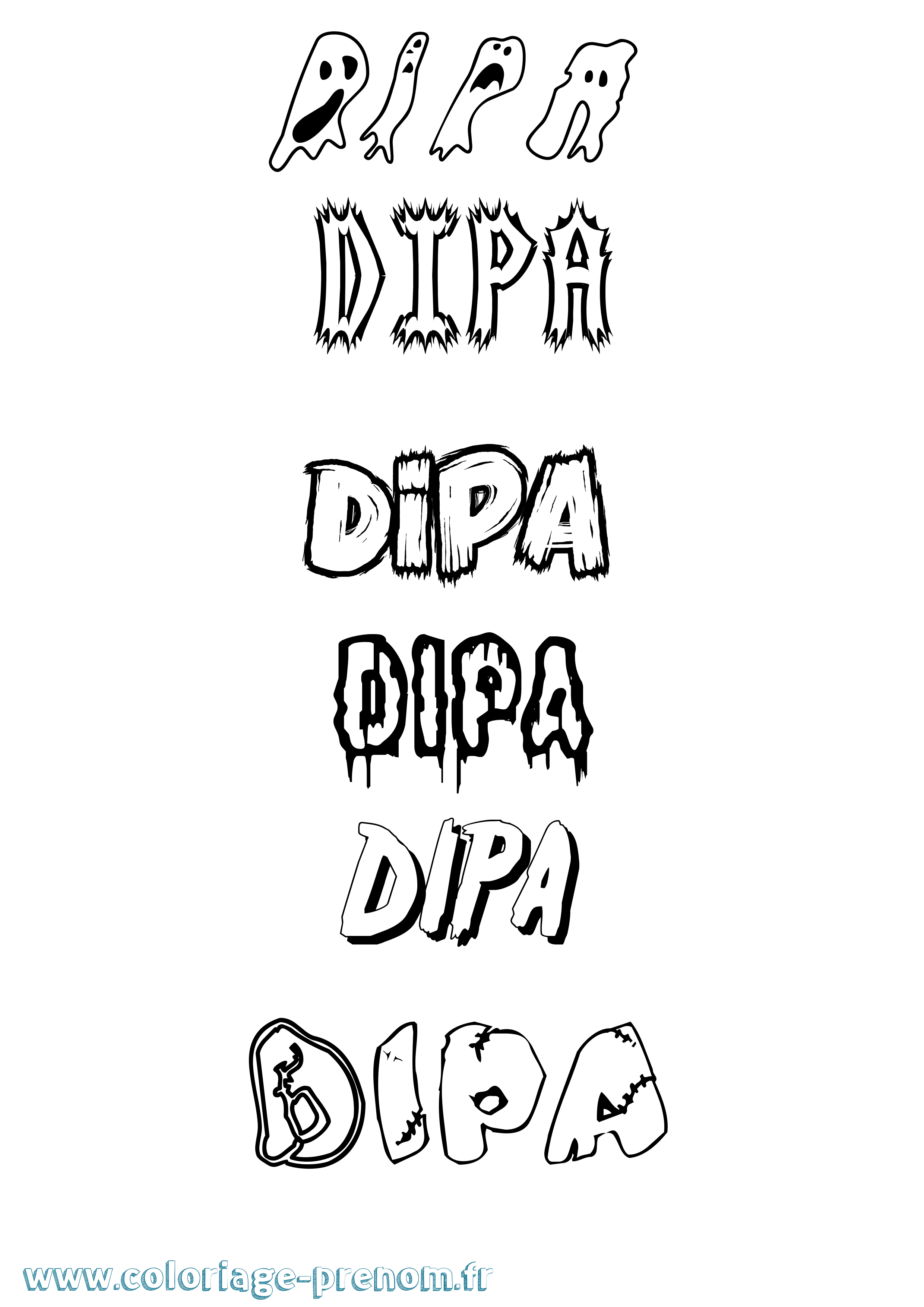 Coloriage Dipa Frisson Coloriage prénom Dipa Frisson