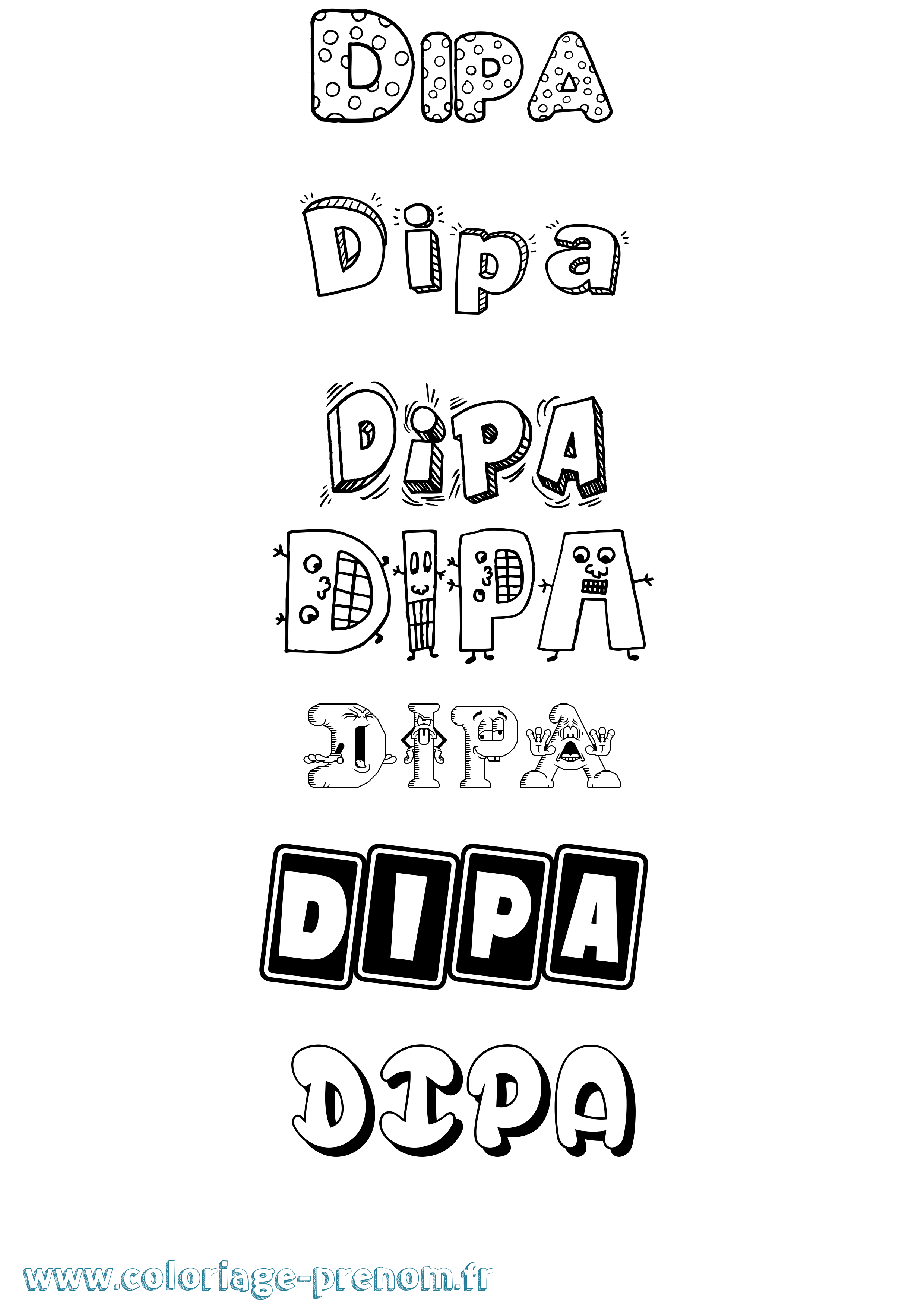 Coloriage prénom Dipa Fun