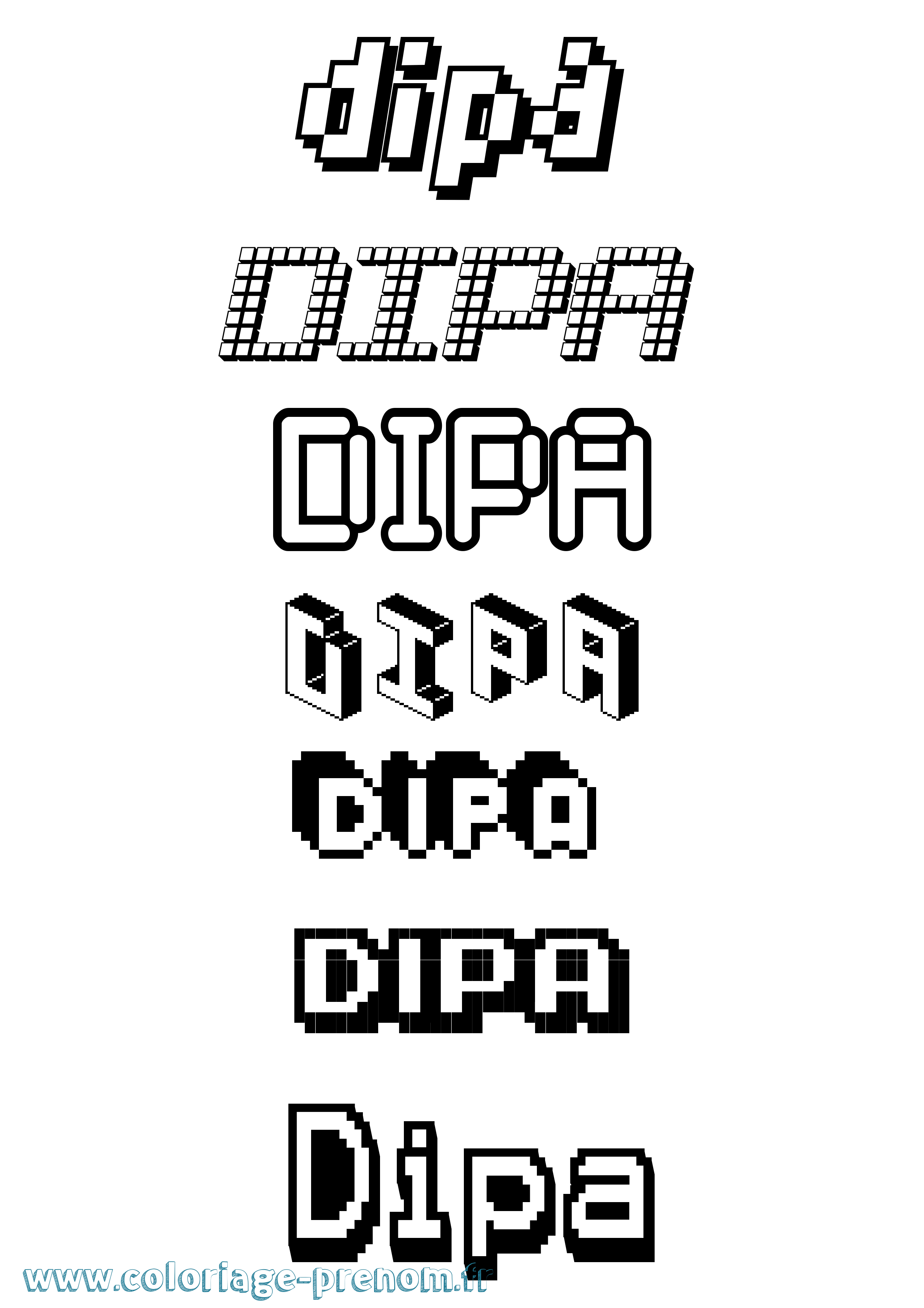 Coloriage prénom Dipa Pixel