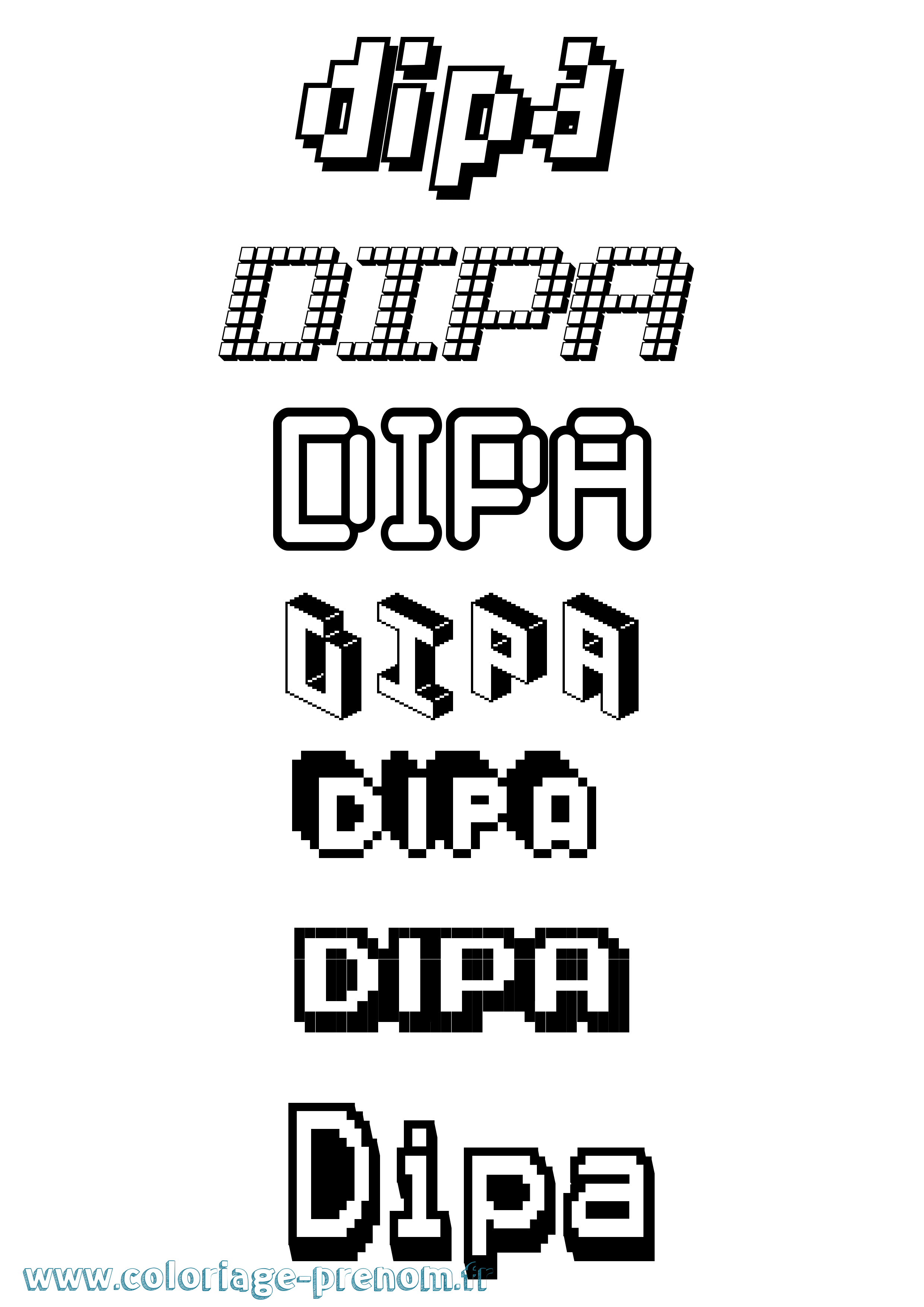 Coloriage Dipa Pixel Coloriage prénom Dipa Pixel