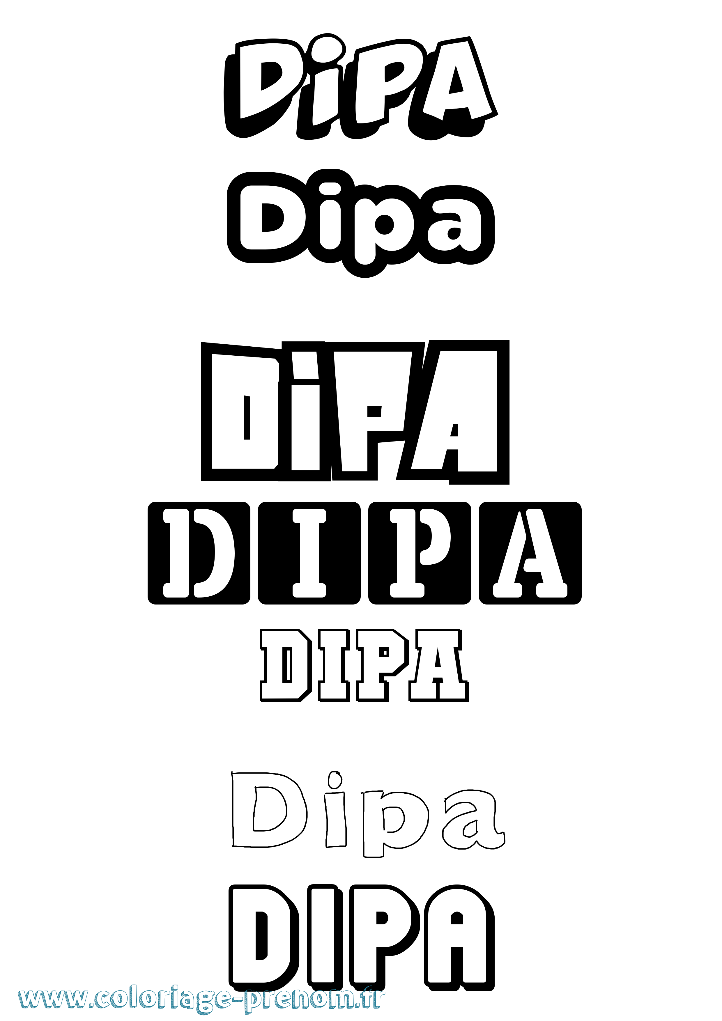 Coloriage prénom Dipa Simple