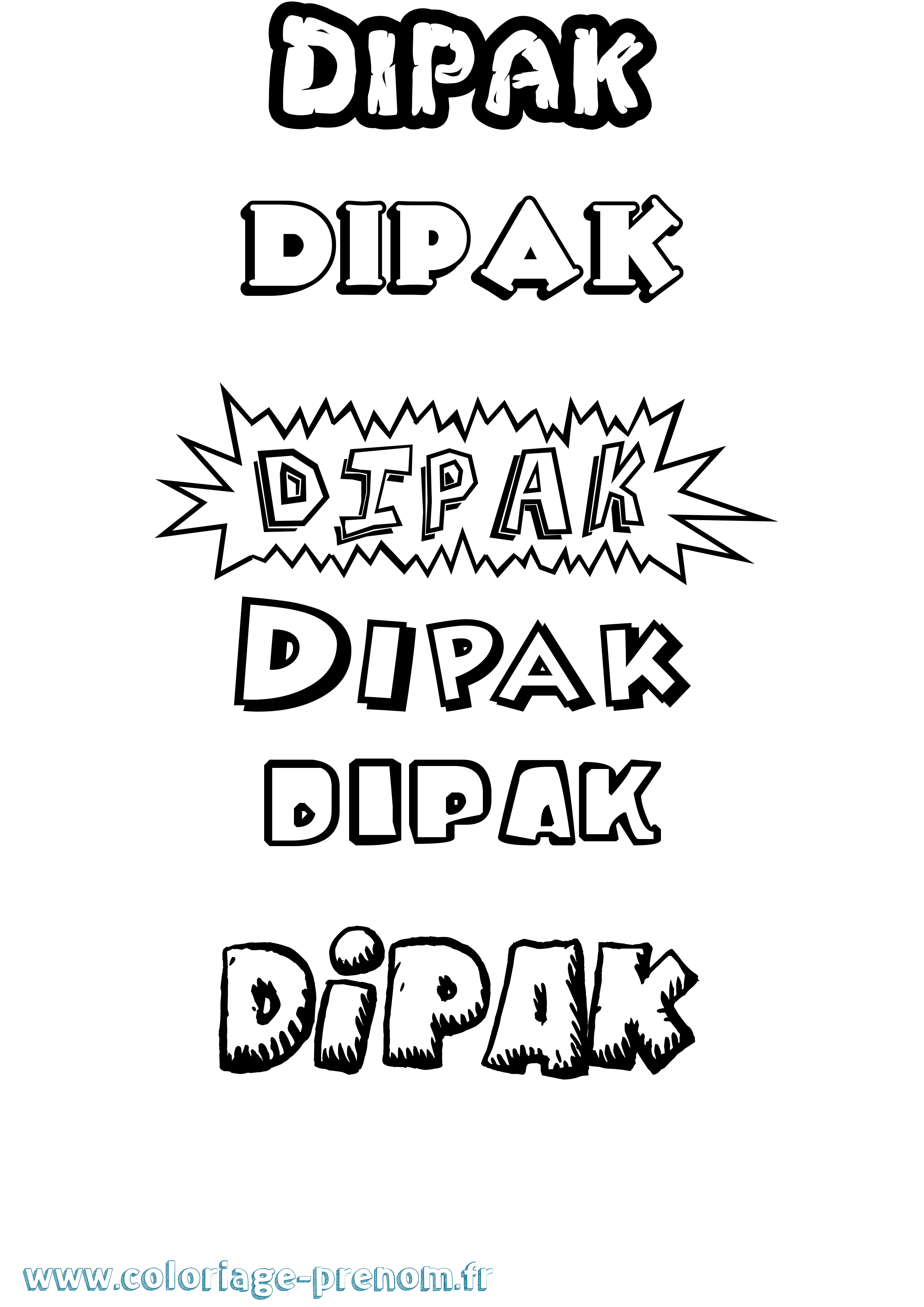 Coloriage Dipak Dessin Animé Coloriage prénom Dipak Dessin Animé