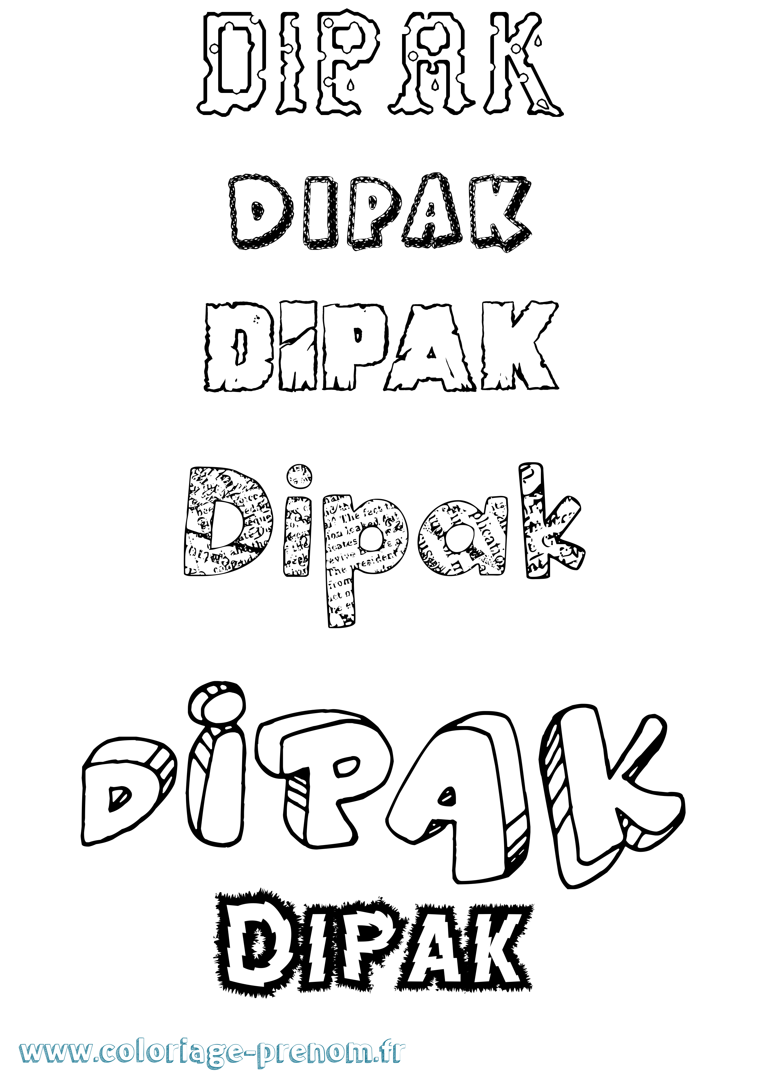 Coloriage Dipak Destructuré Coloriage prénom Dipak Destructuré