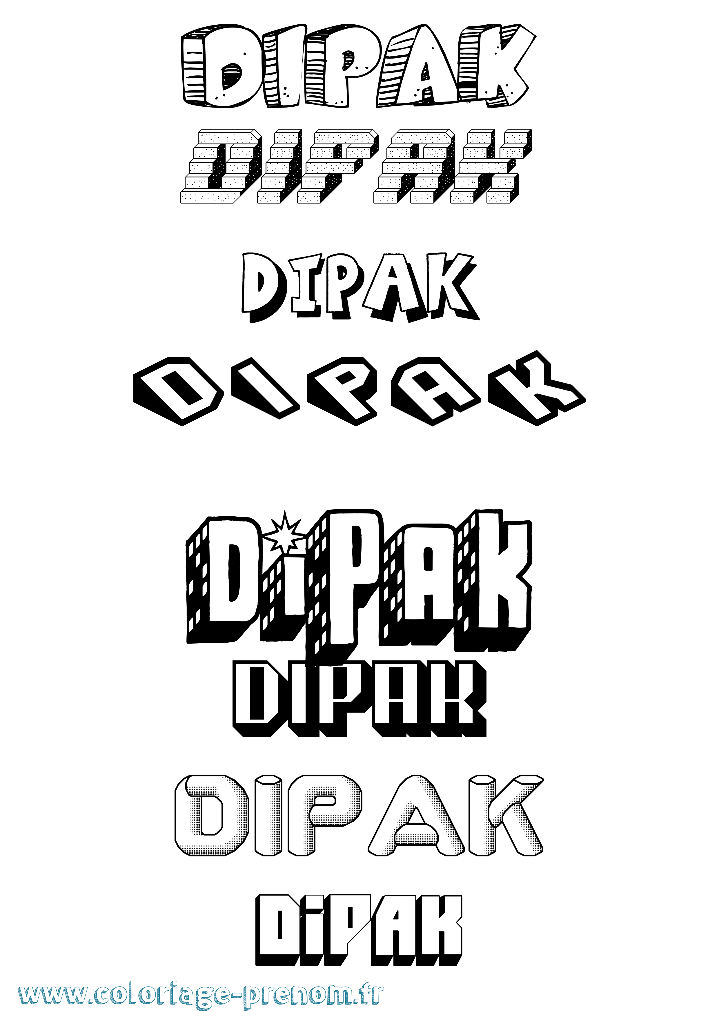 Coloriage Dipak Effet 3D Coloriage prénom Dipak Effet 3D