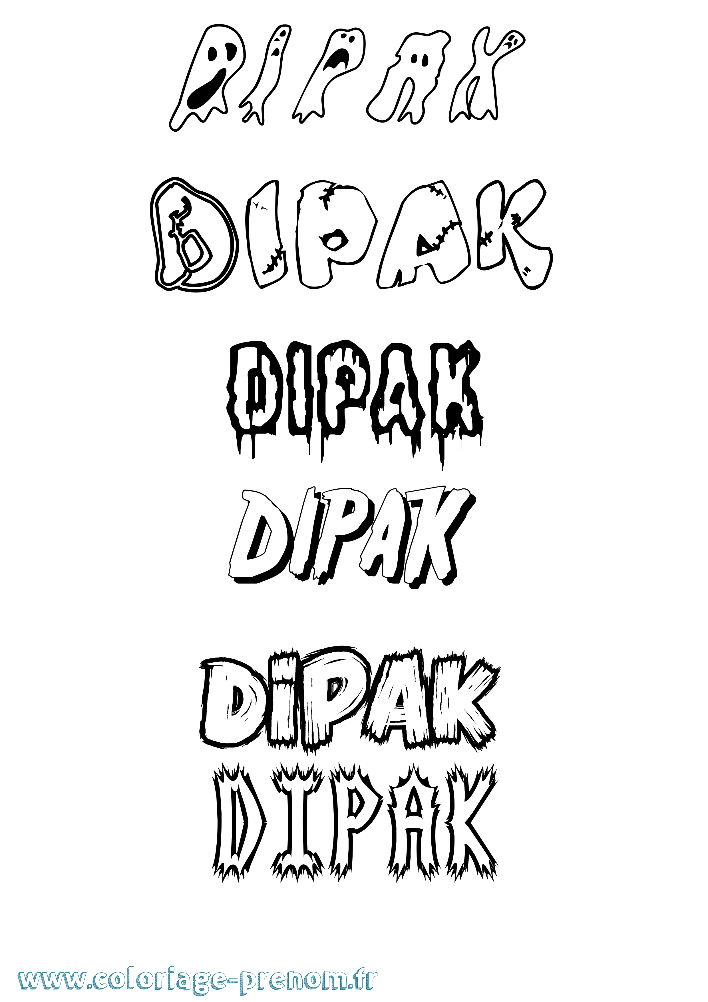 Coloriage Dipak Frisson Coloriage prénom Dipak Frisson