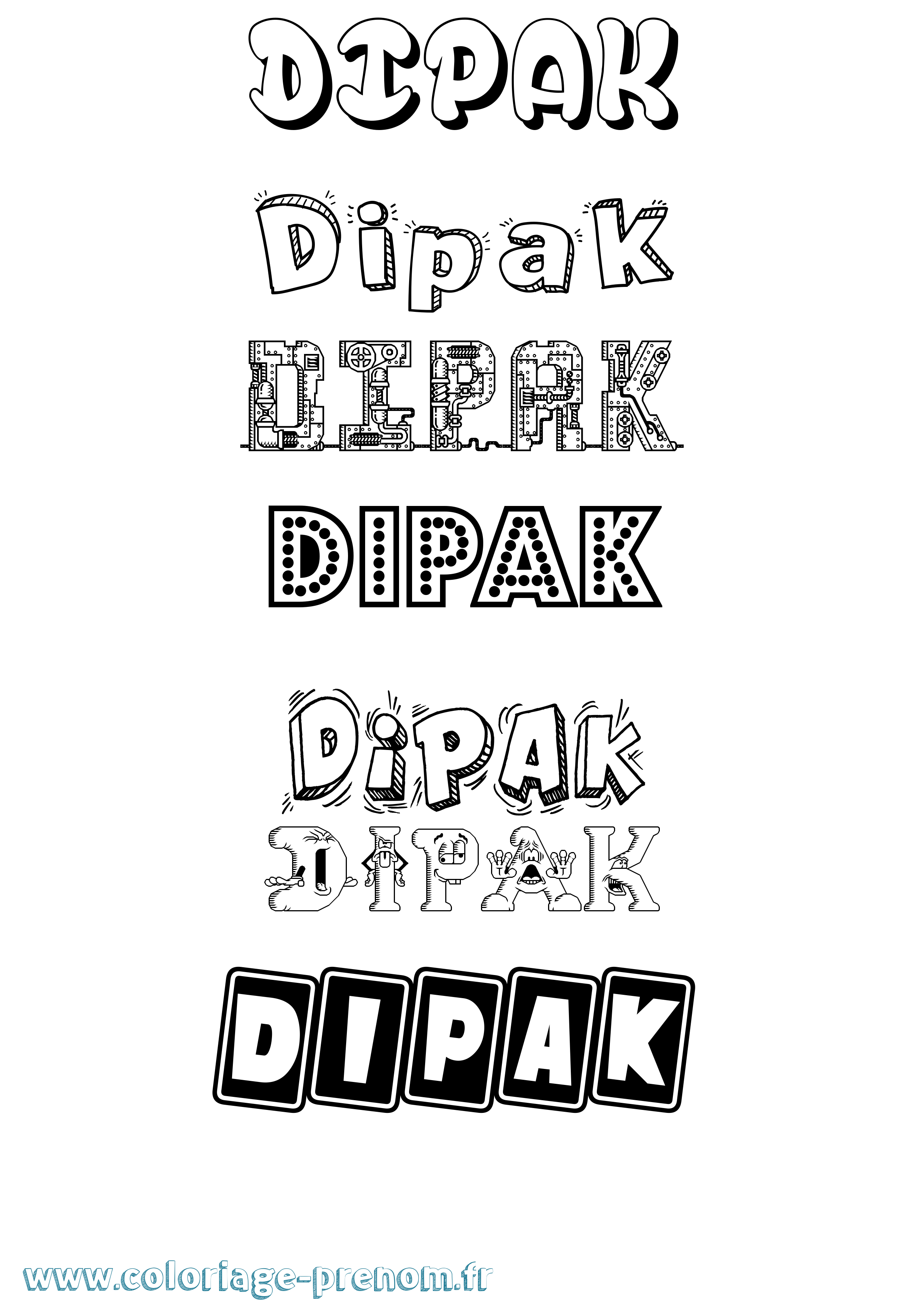 Coloriage prénom Dipak Fun