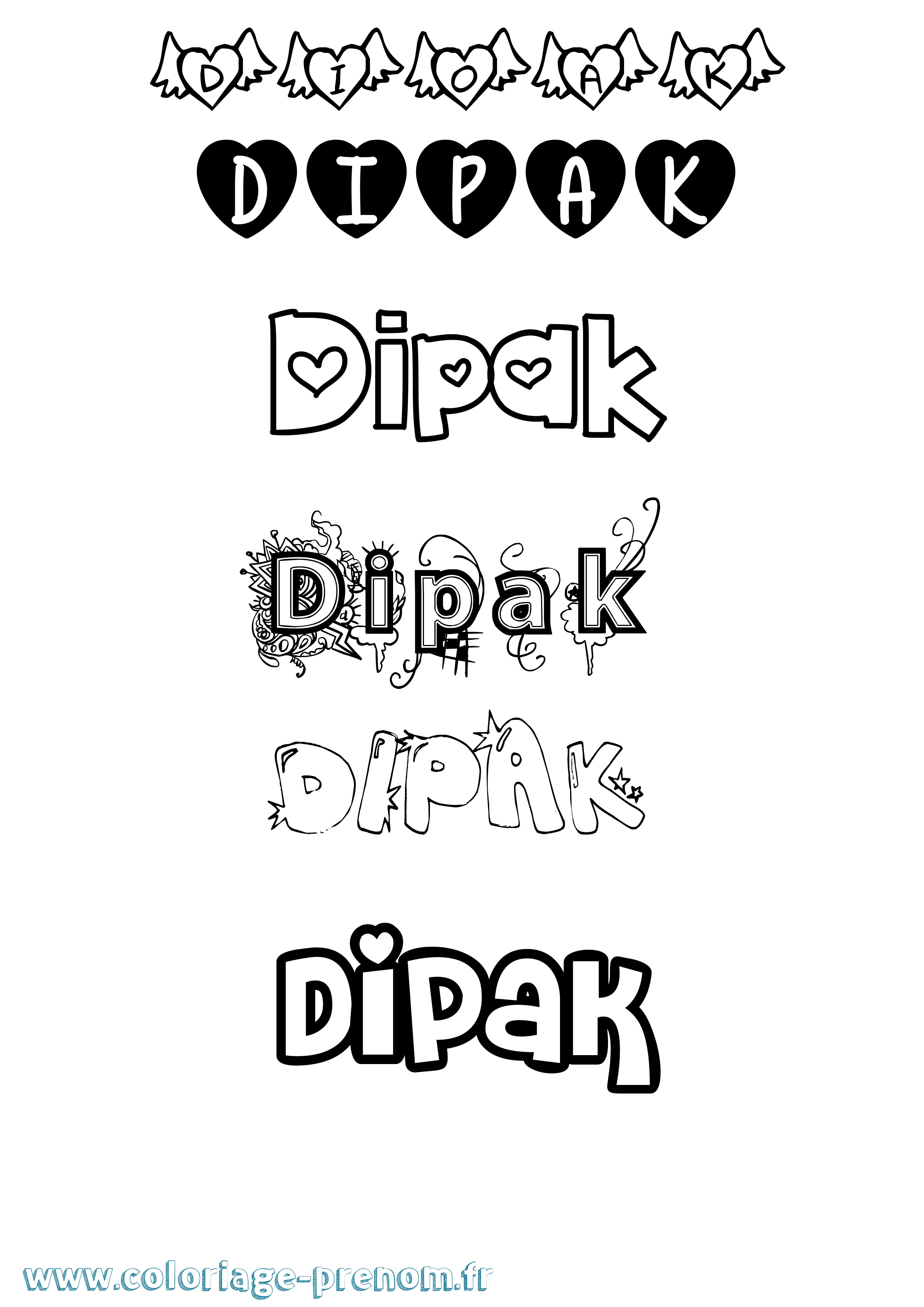 Coloriage Dipak Girly Coloriage prénom Dipak Girly