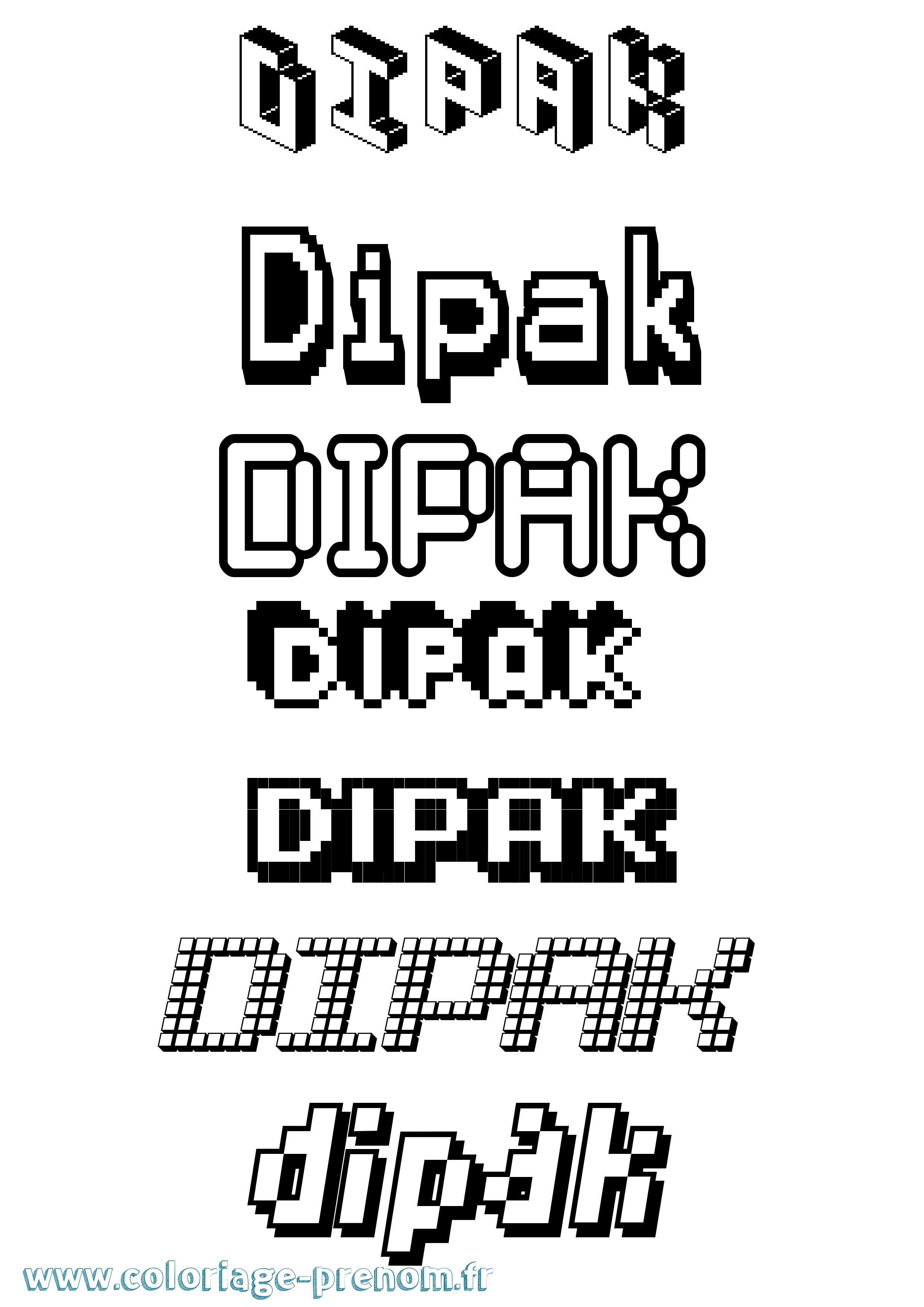 Coloriage prénom Dipak Pixel
