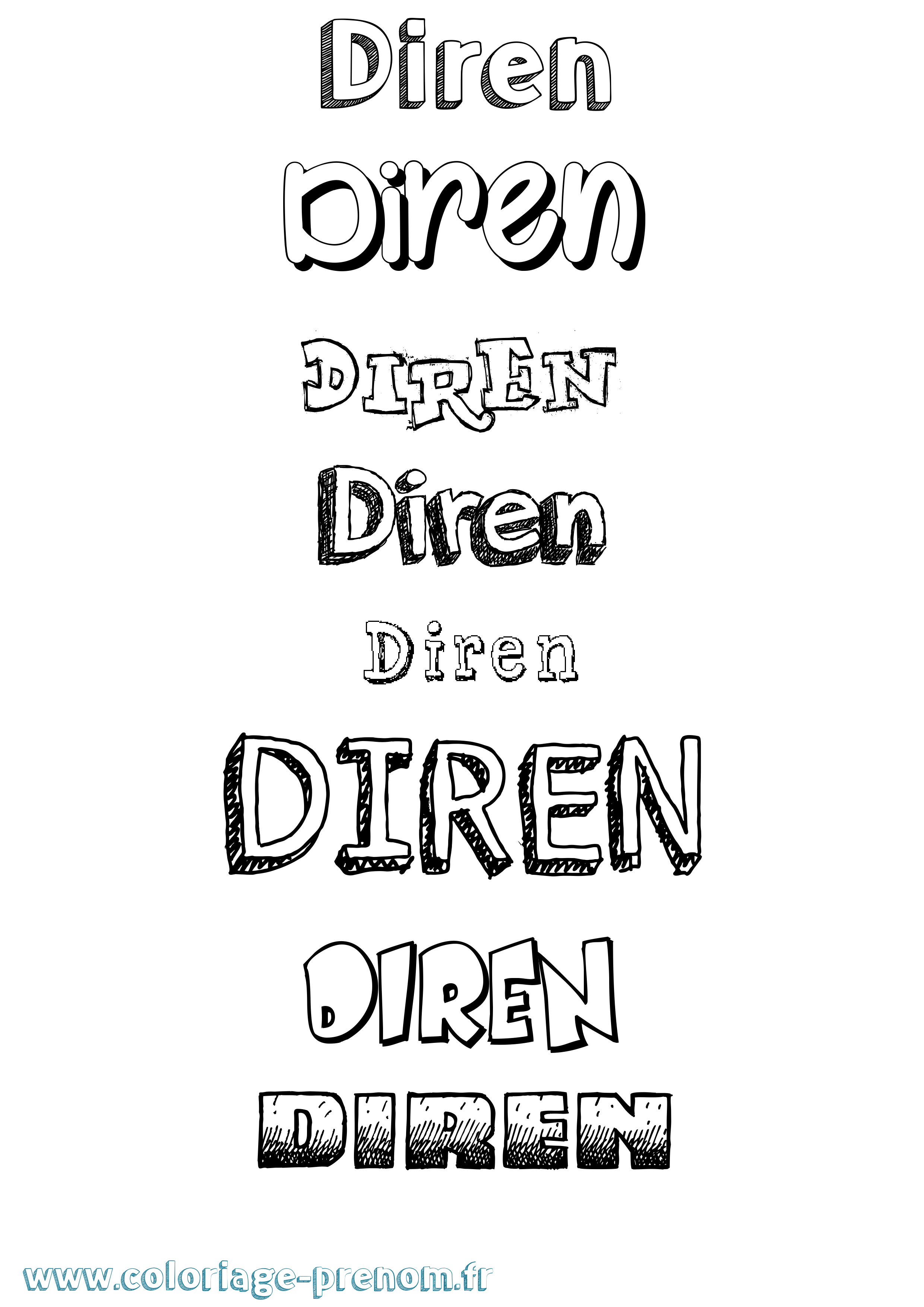Coloriage Diren Dessiné Coloriage prénom Diren Dessiné