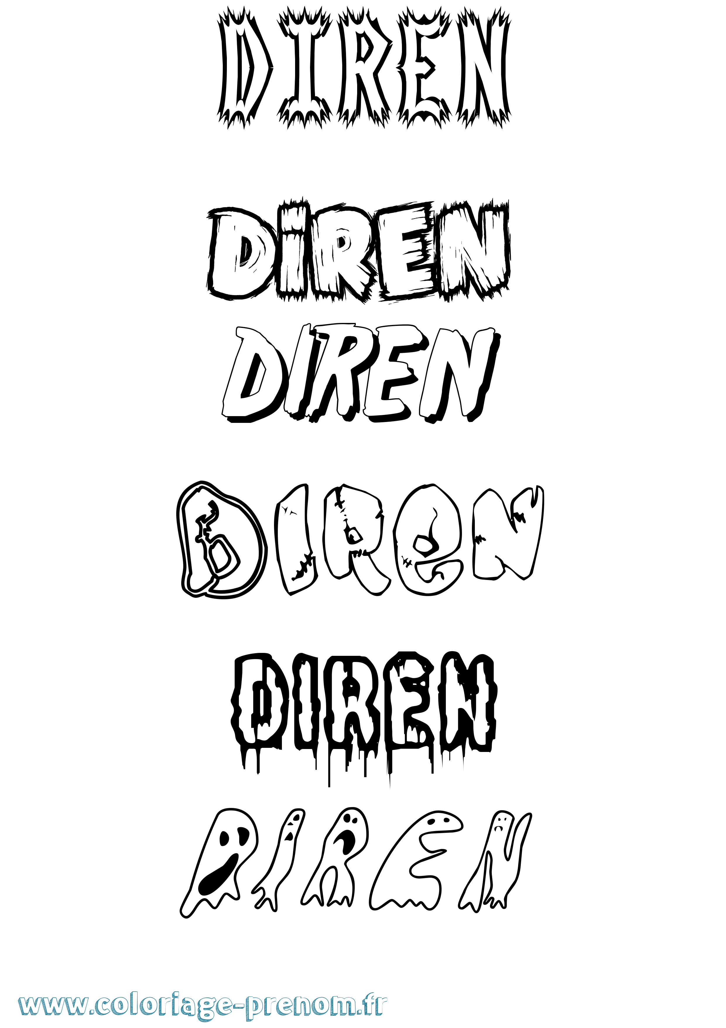 Coloriage Diren Frisson Coloriage prénom Diren Frisson