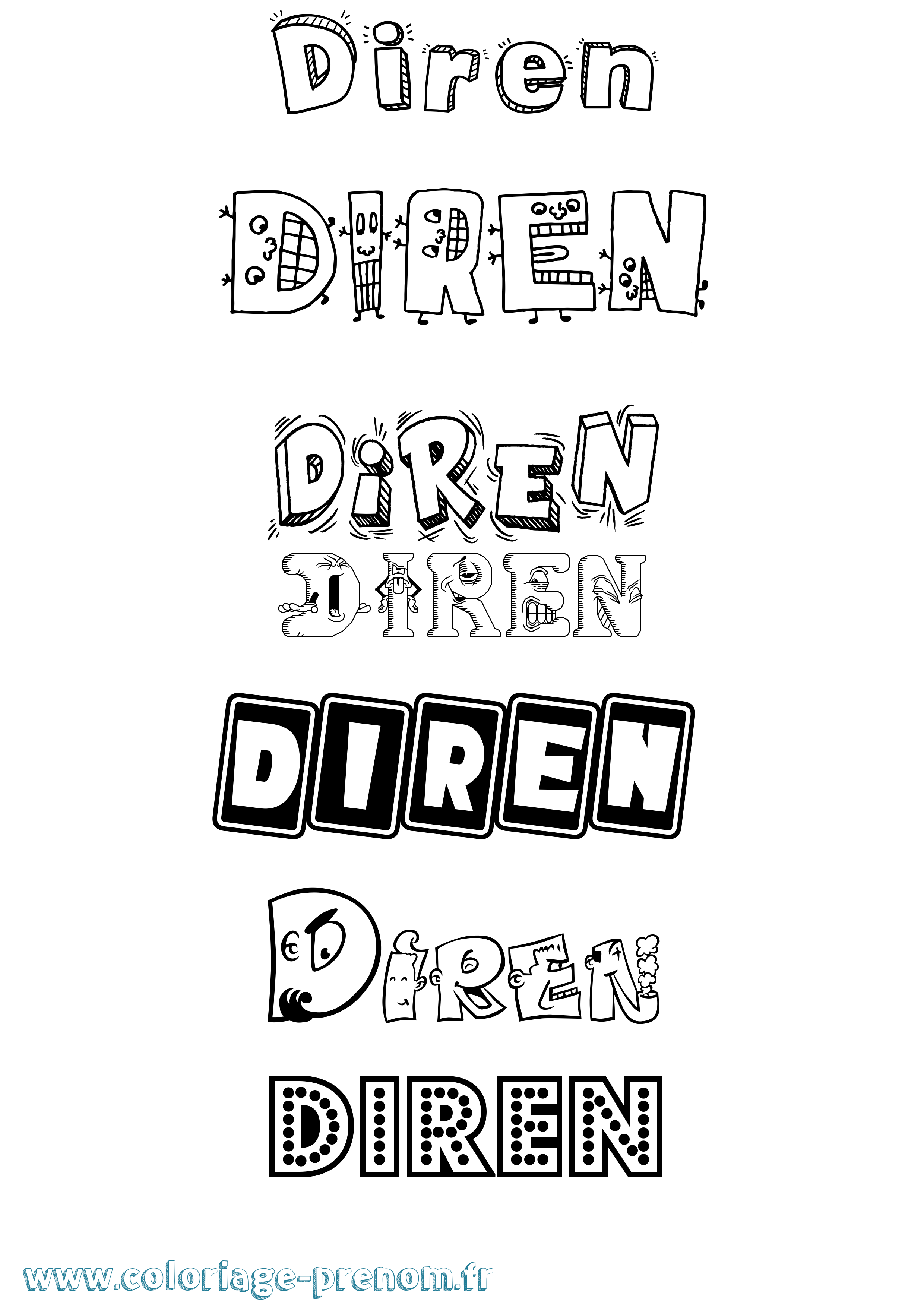 Coloriage Diren Fun Coloriage prénom Diren Fun