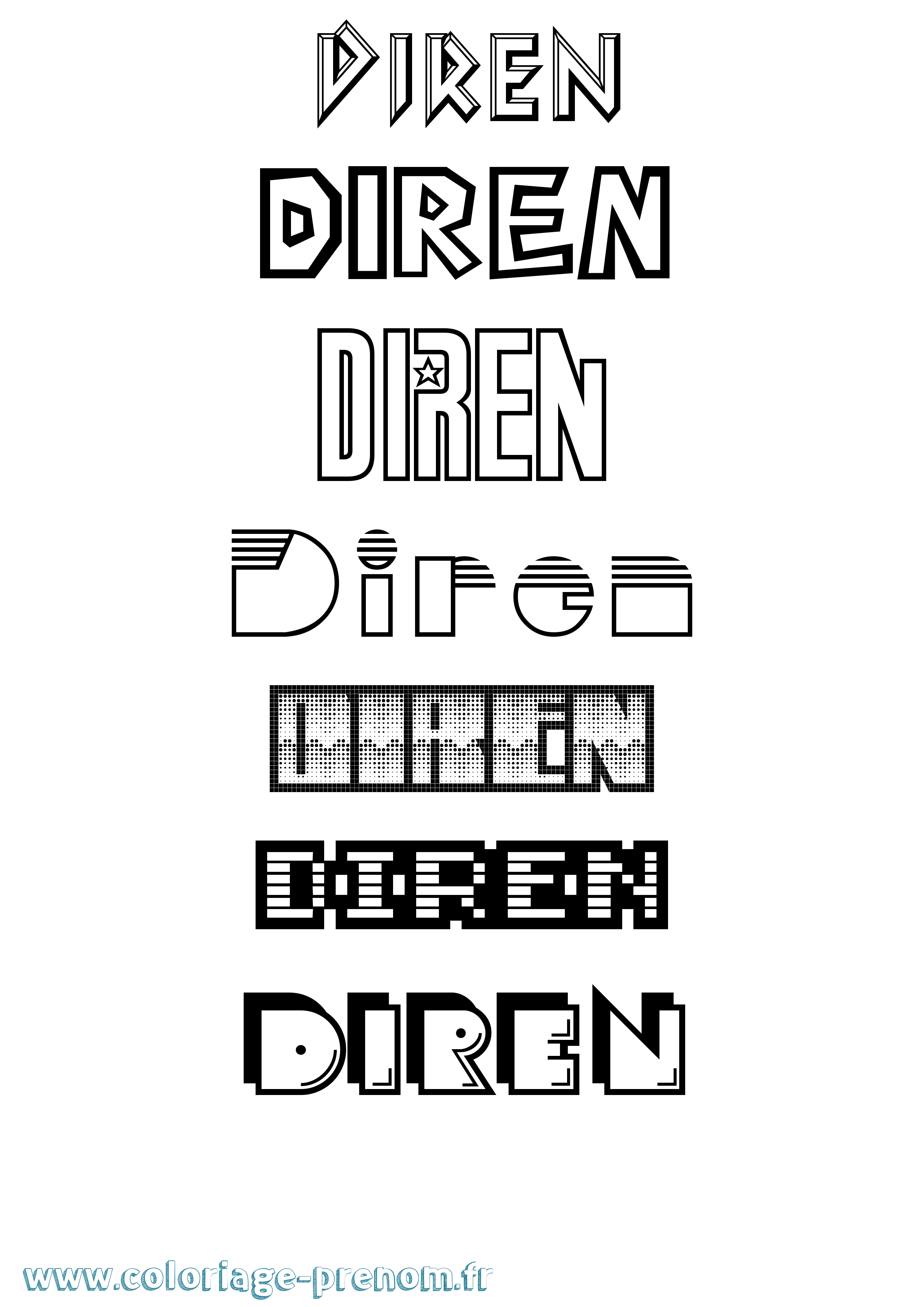 Coloriage Diren Jeux Vidéos Coloriage prénom Diren Jeux Vidéos