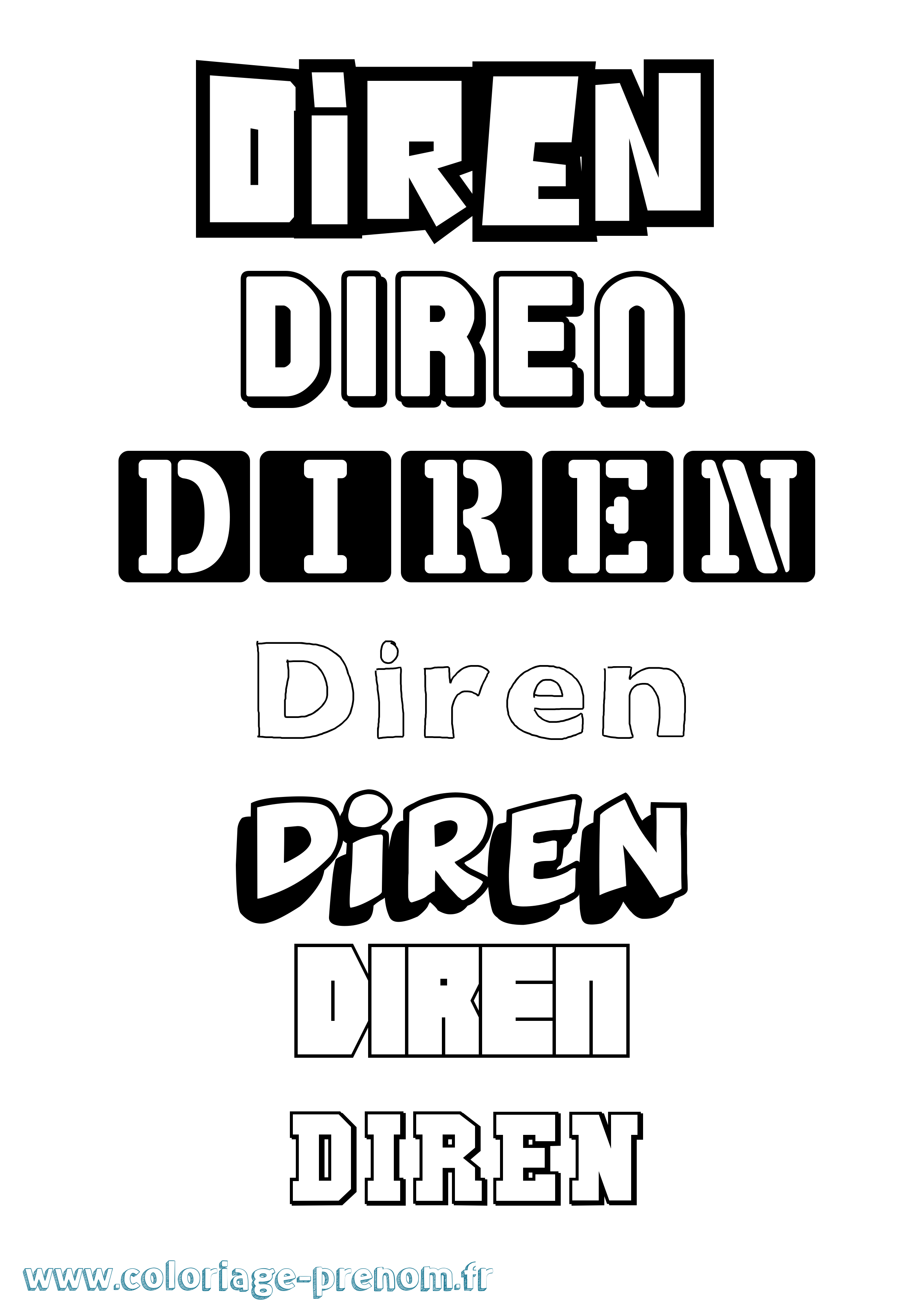 Coloriage Diren Simple Coloriage prénom Diren Simple