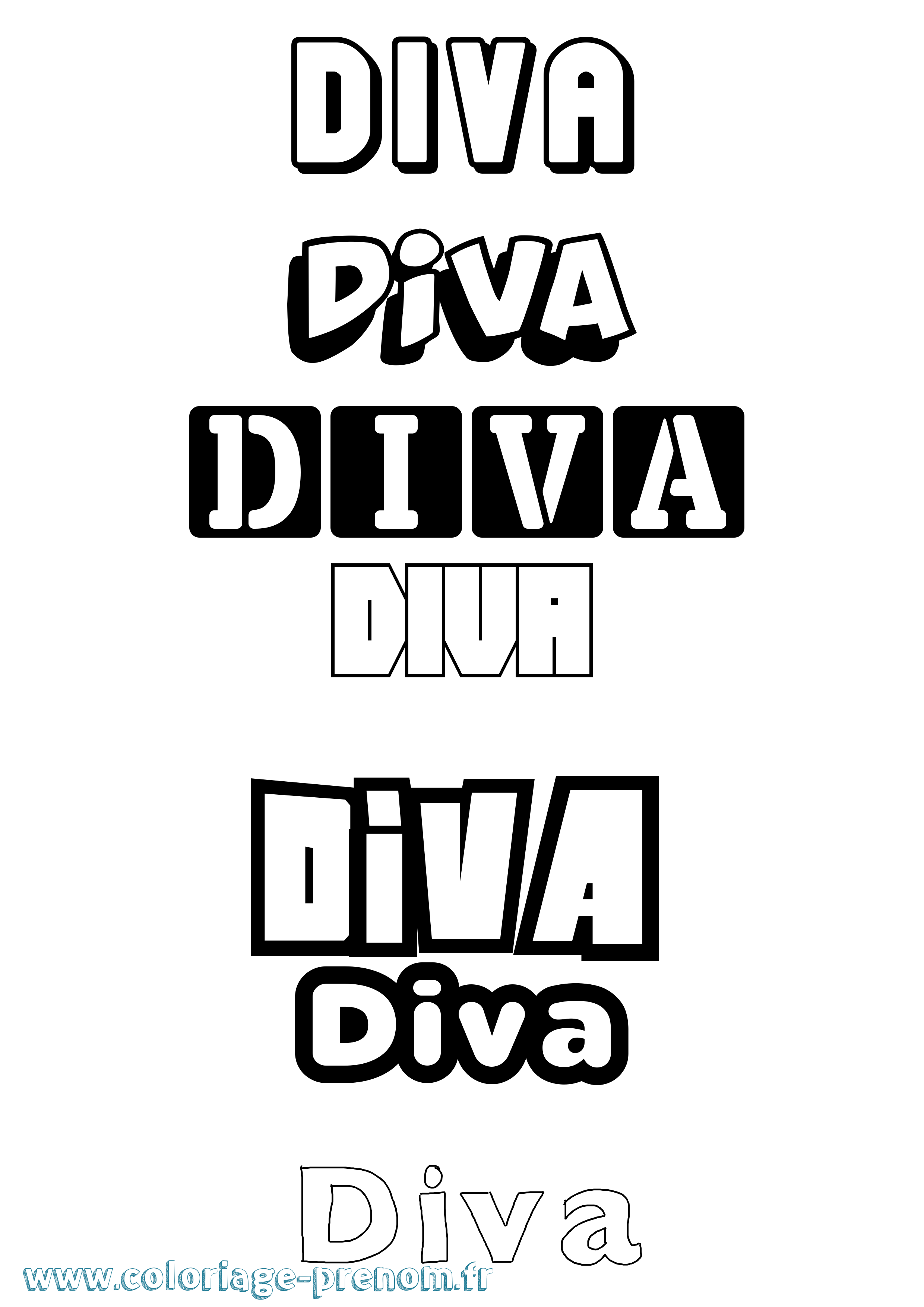 Coloriage prénom Diva Simple