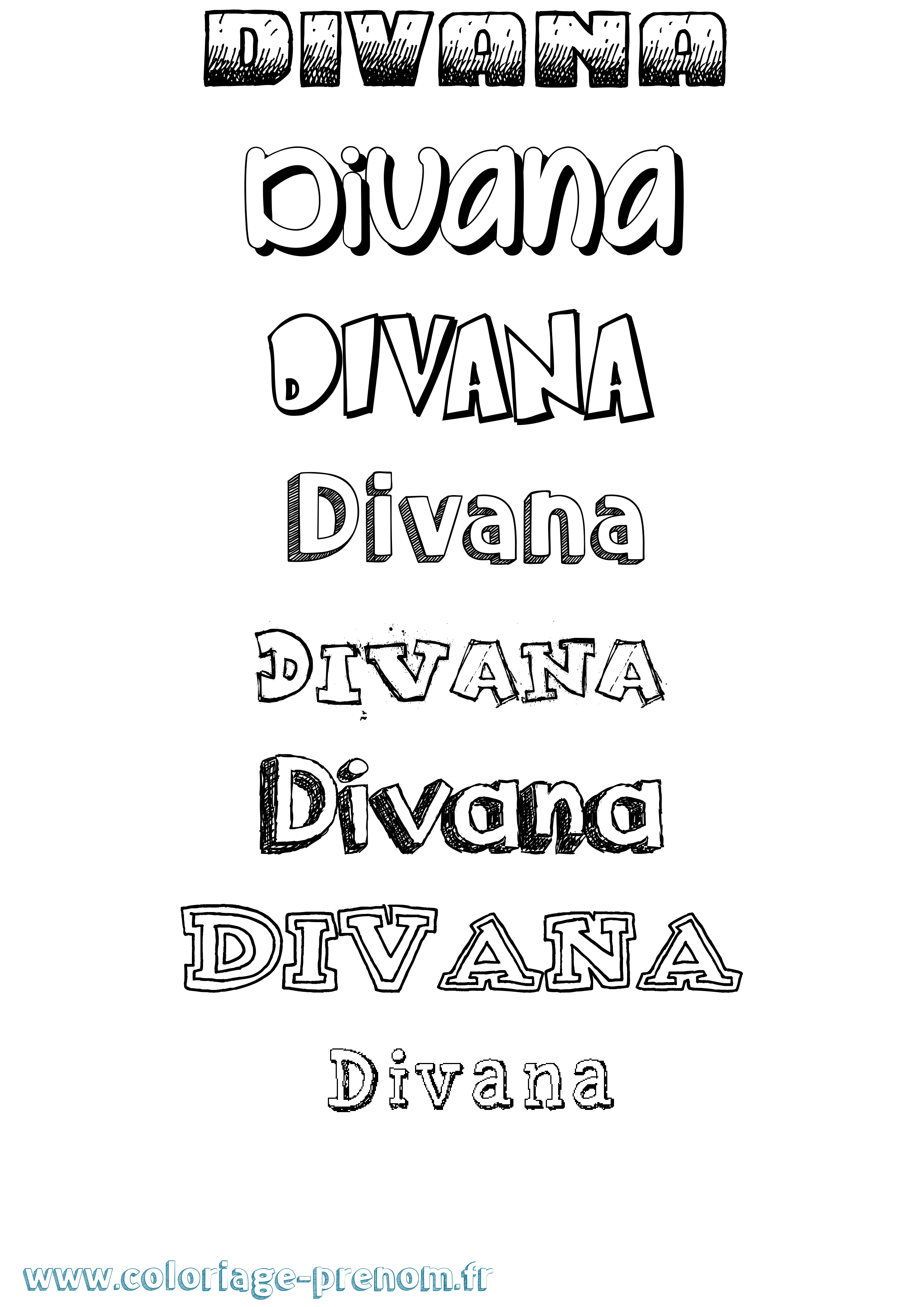Coloriage Divana Dessiné Coloriage prénom Divana Dessiné