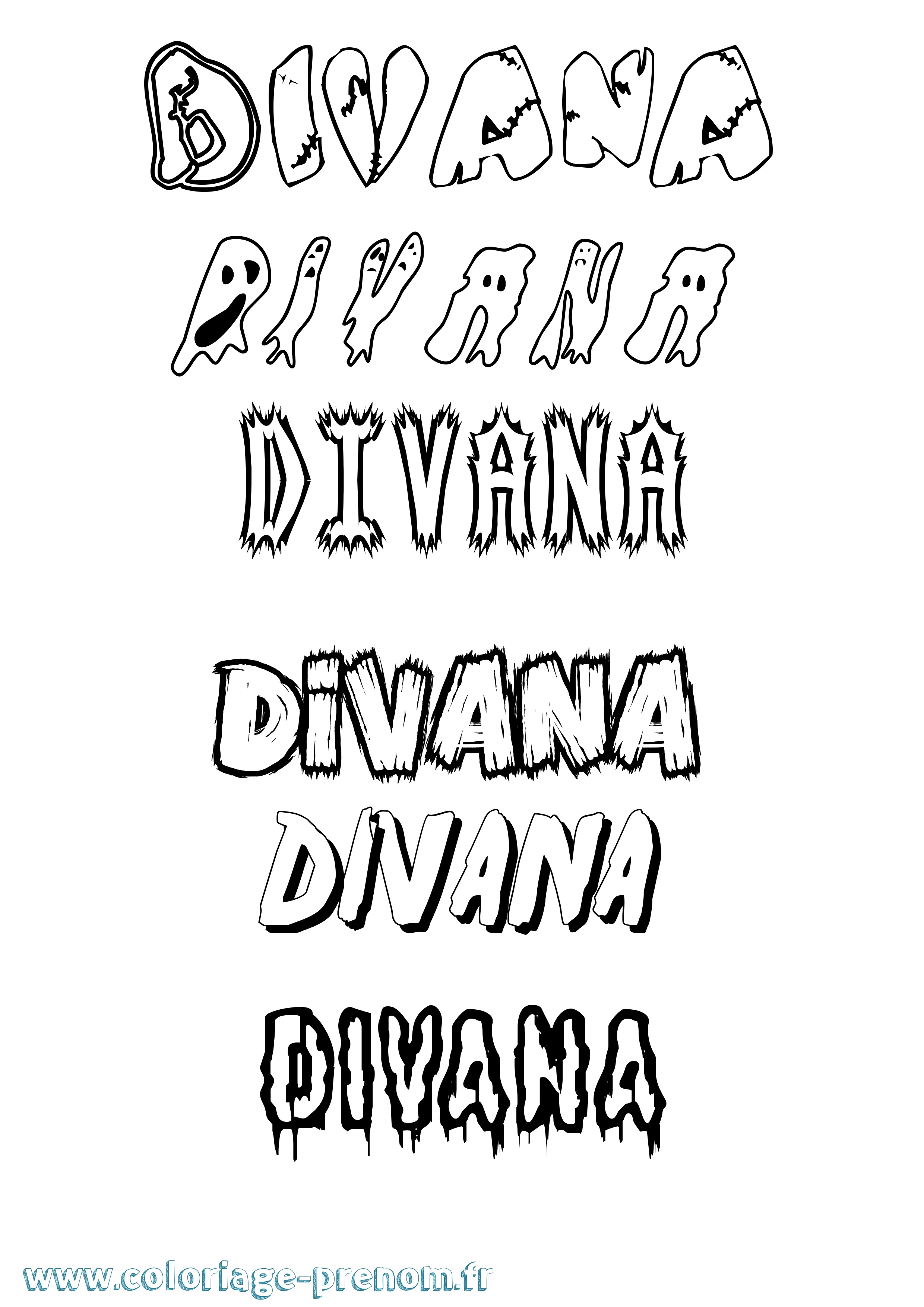 Coloriage Divana Frisson Coloriage prénom Divana Frisson