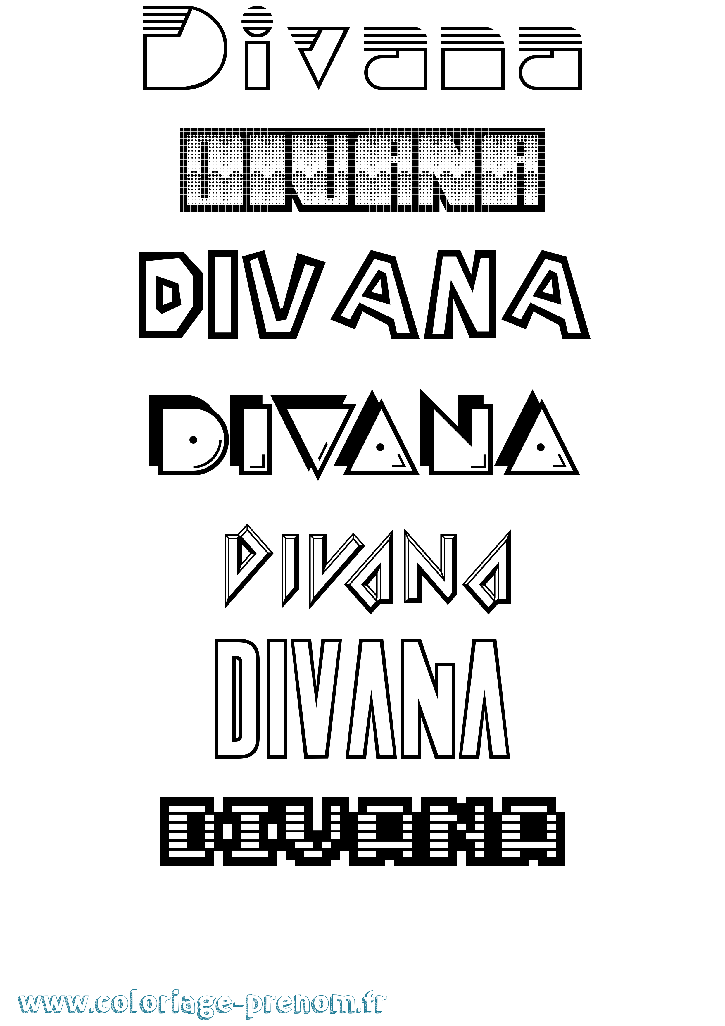Coloriage Divana Jeux Vidéos Coloriage prénom Divana Jeux Vidéos